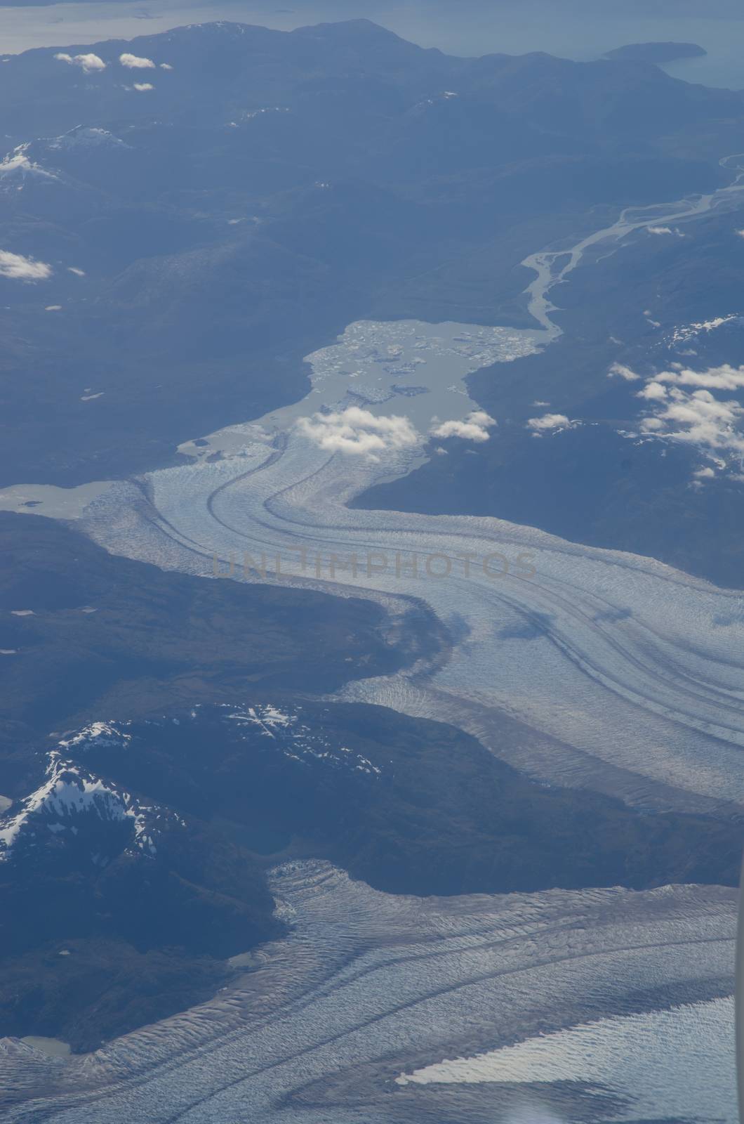 Aerial view of a glacier in the Chilean Patagonia. by VictorSuarez