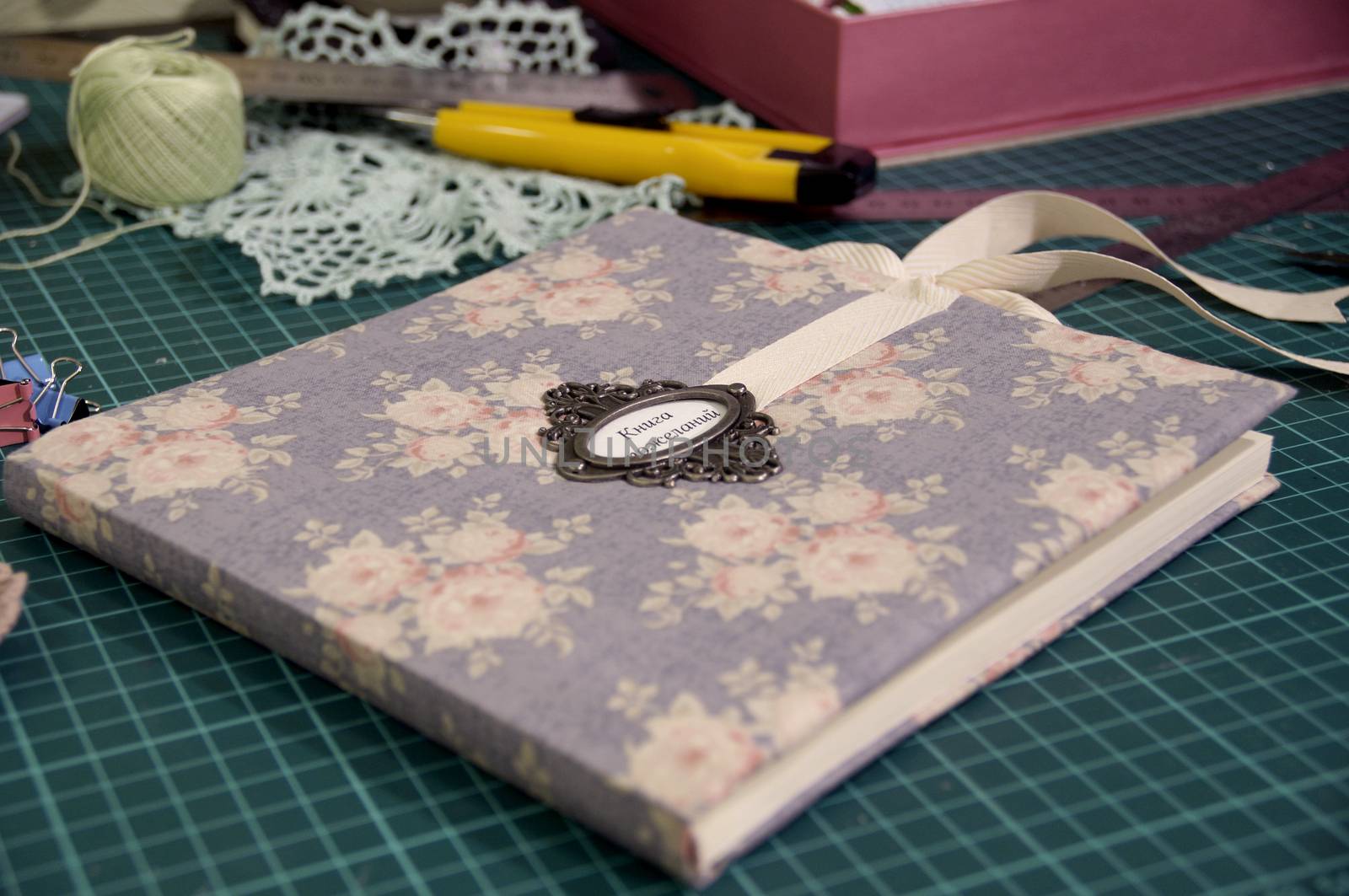 handmade creating of the diary from special scrapbooking paper by amekamura