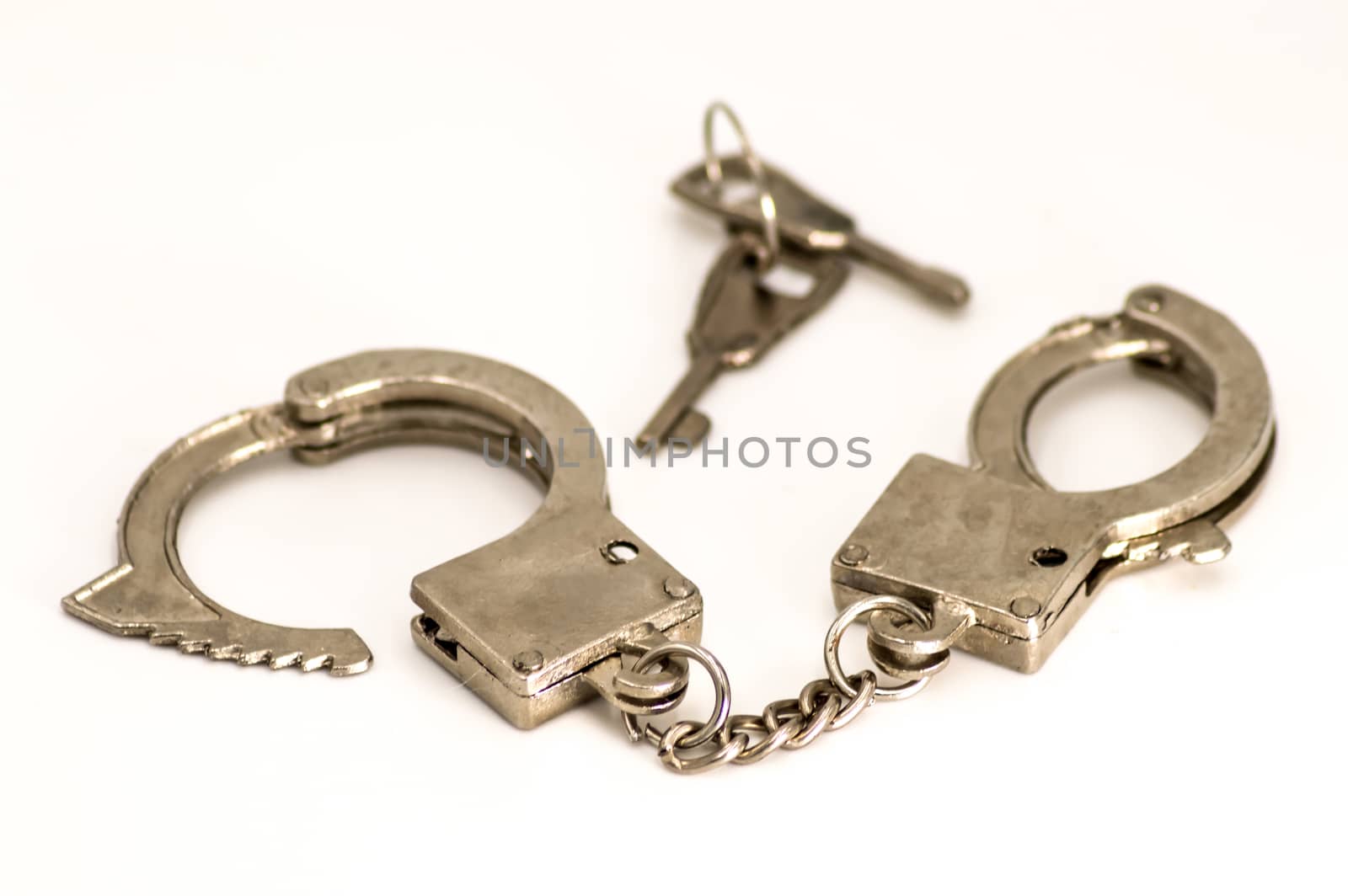 Pair of handcuffs close up front view  by Philou1000