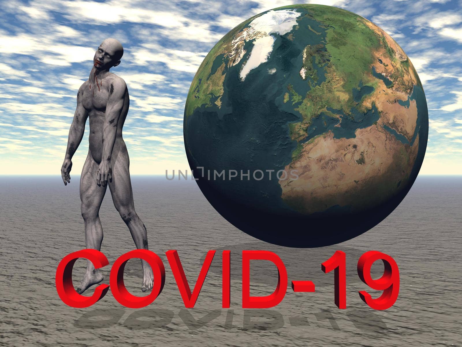 stop coronavirus and sky - 3d rendering by mariephotos