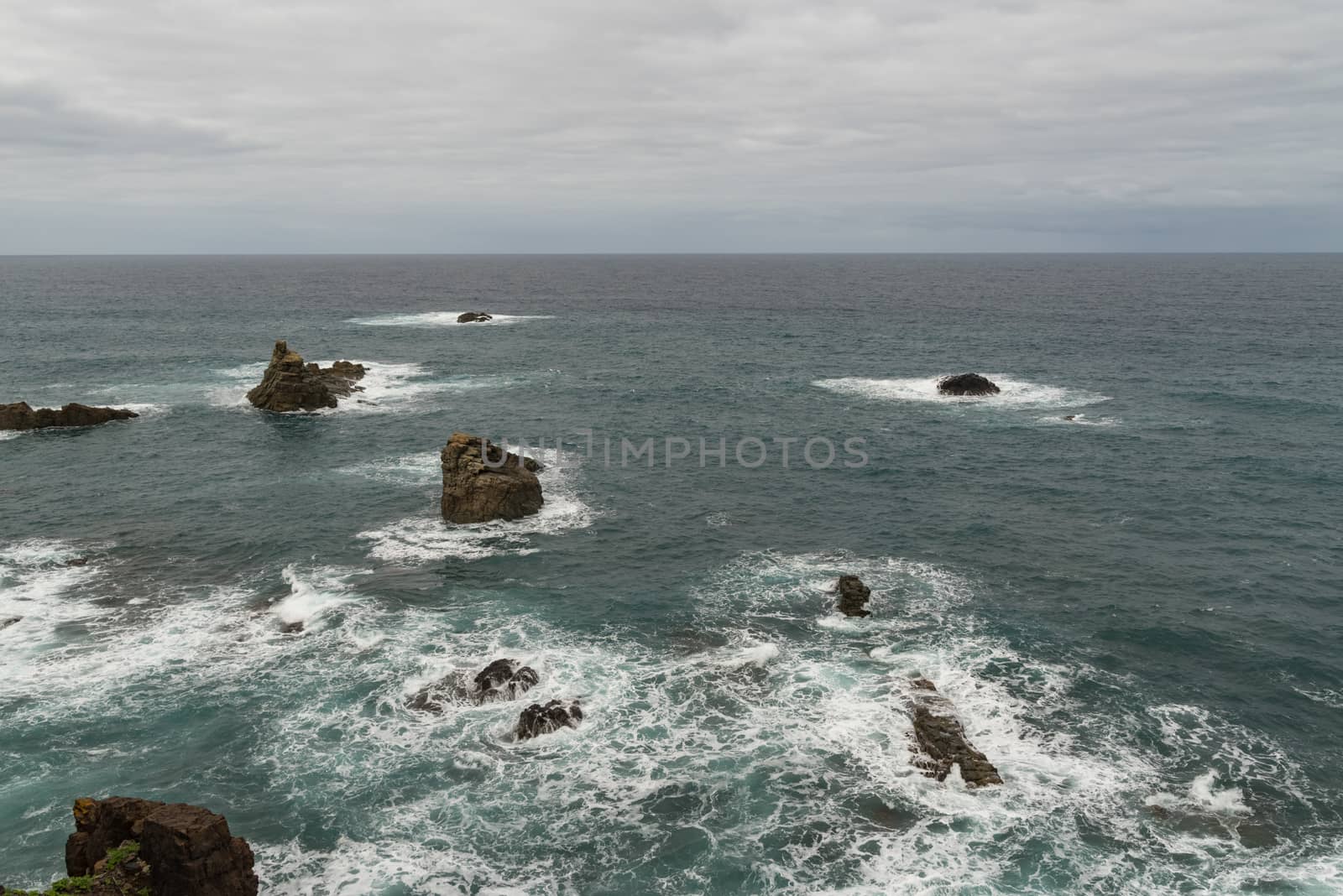 View to waves and Los Galiones cliff near Roque de Las Bodegas b by Smoke666