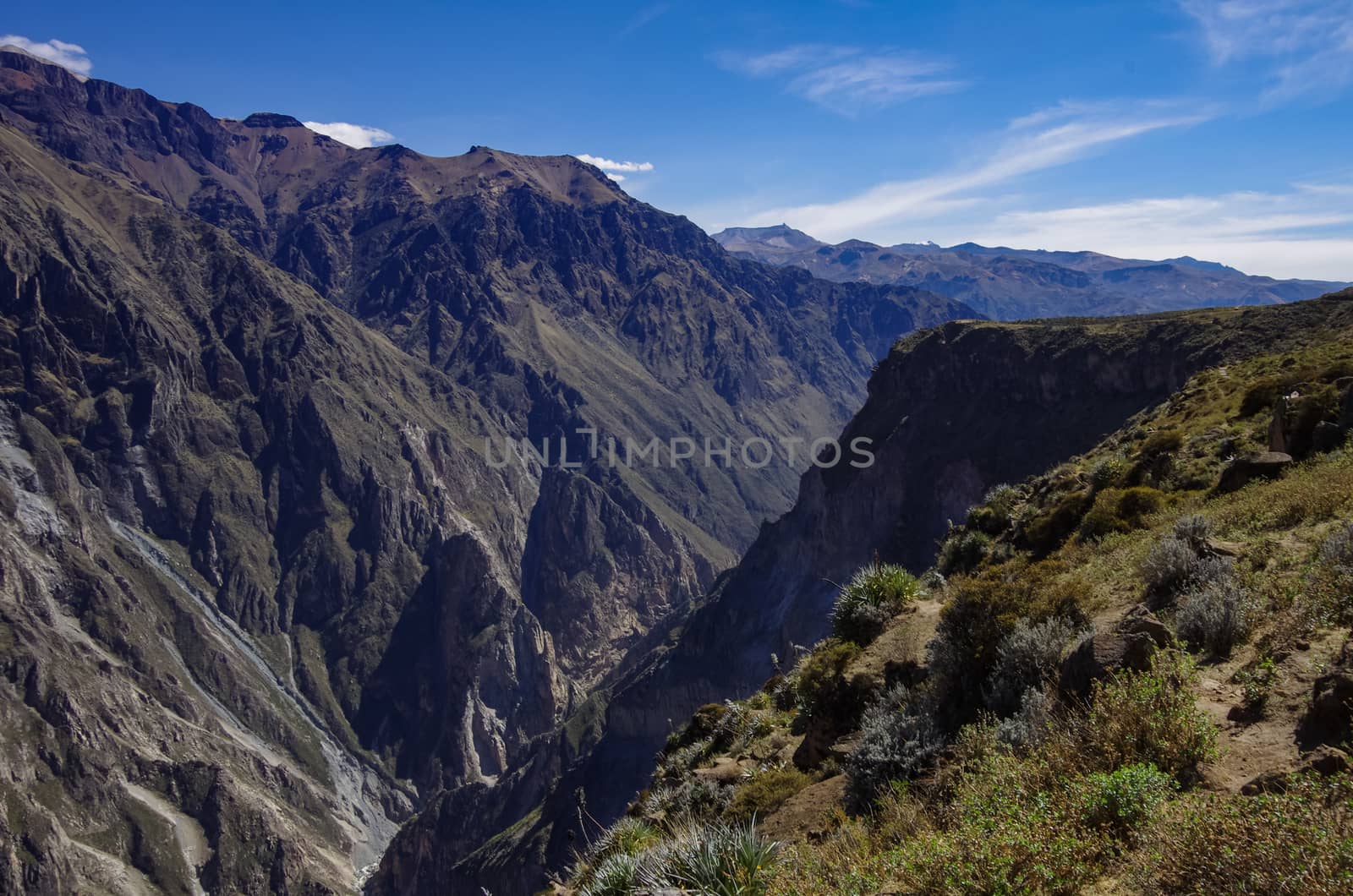 Colca canyon near Cruz Del Condor viewpoint. Arequipa region, Peru,South America.