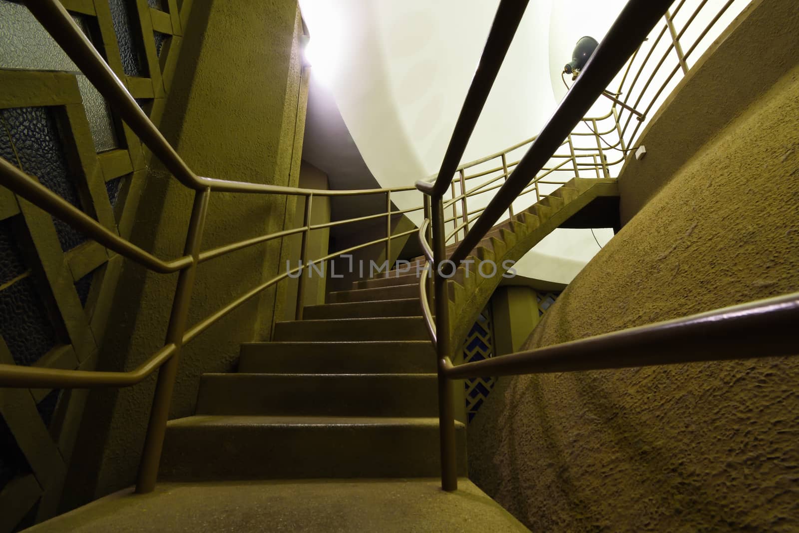 The final staircase in the top interior section above the ceiling dome of the Voortrekker Monument cultural memorial, Pretoria, South Africa