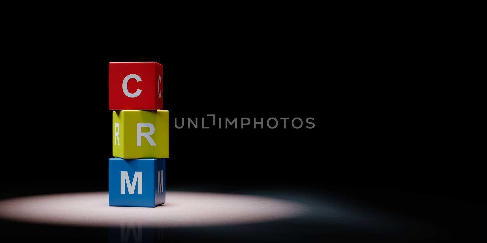 CRM Cubes Spotlighted on Black Background by make