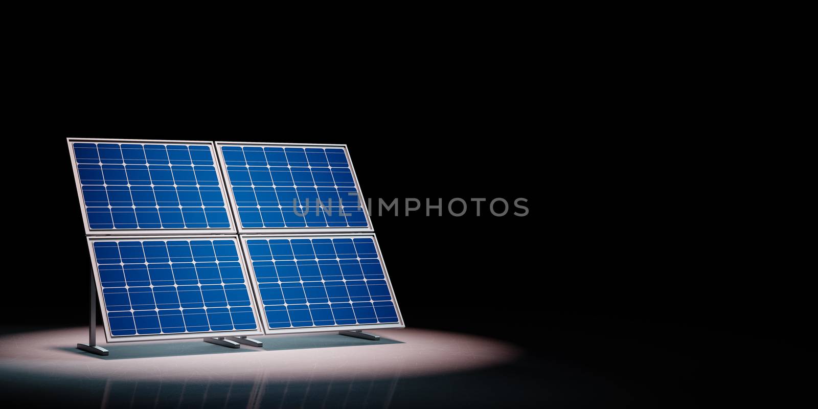 Solar Panels Spotlighted on Black Background by make