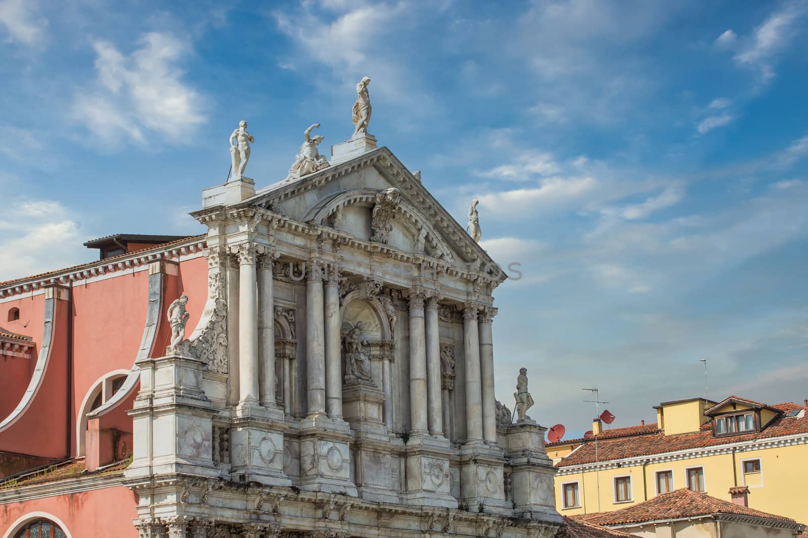 Facade of famous church on the Grand Canal in Venice