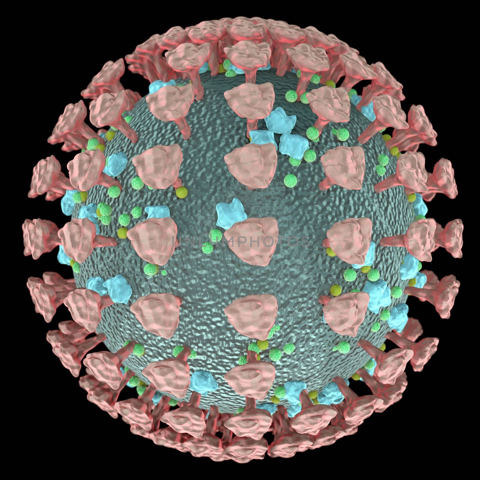 Corona virus cells SARS-CoV-2 over background. 3d Illustration.