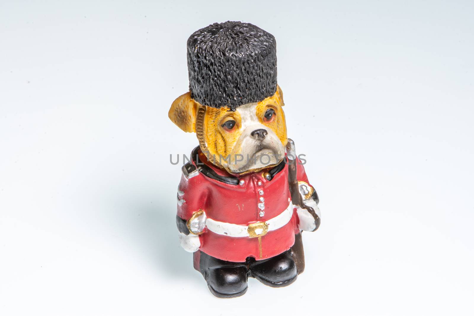 Miniature depicting an English Bulldog breed dog on a white background