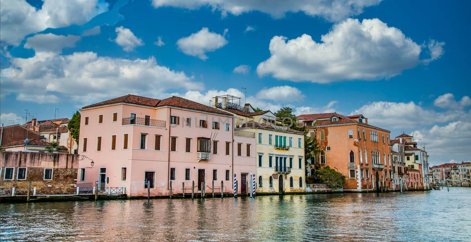 Pink Plaster Buildings in Venice Canal by dbvirago