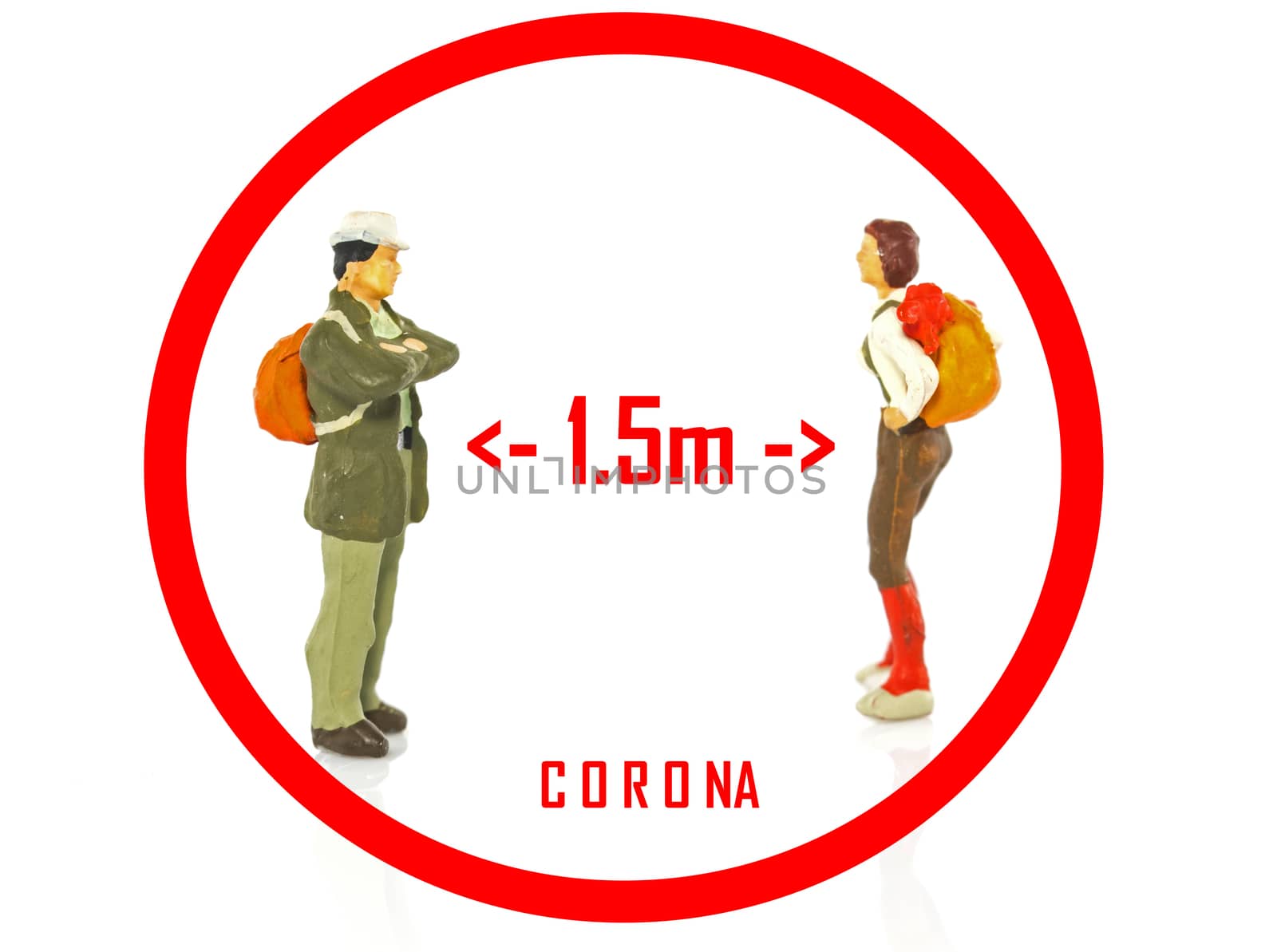 keep distance from 1. meter to protect yourself from getting corona or Covid 19 virus conceptual image 