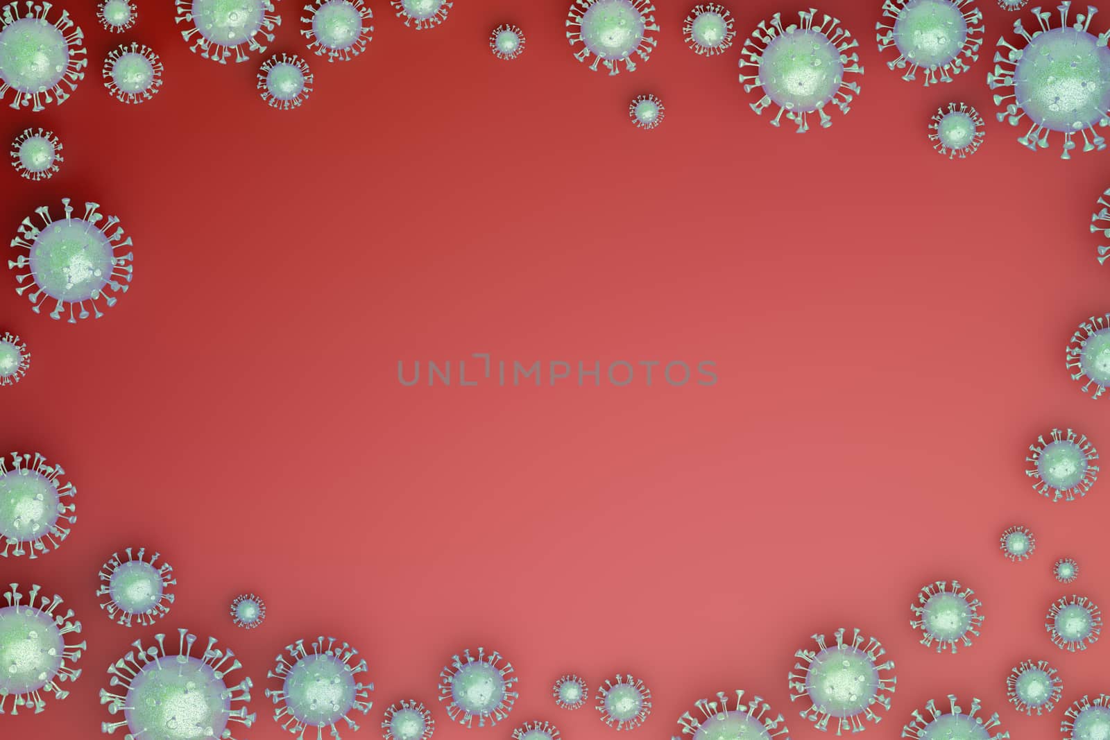 Red background with viruses by magraphics