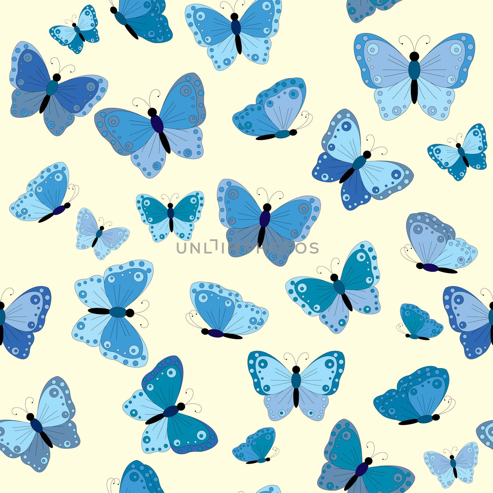 Blue butterflies seamless background