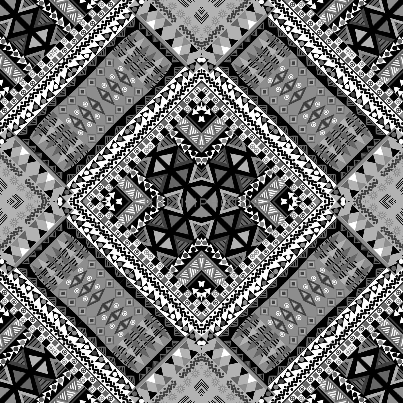 Black and white ethnic patchwork design