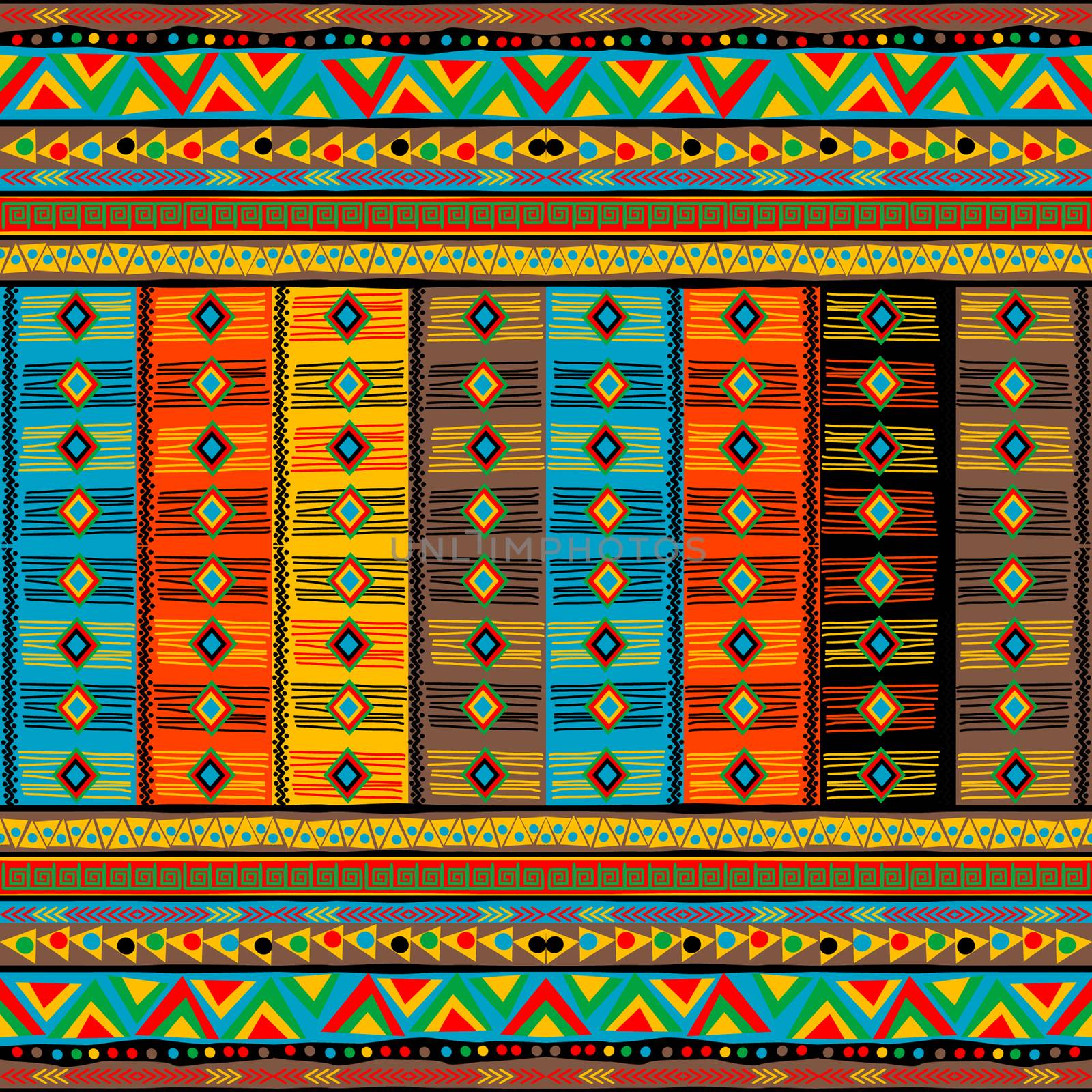 Colorful oriental pattern with ethnic motifs by hibrida13