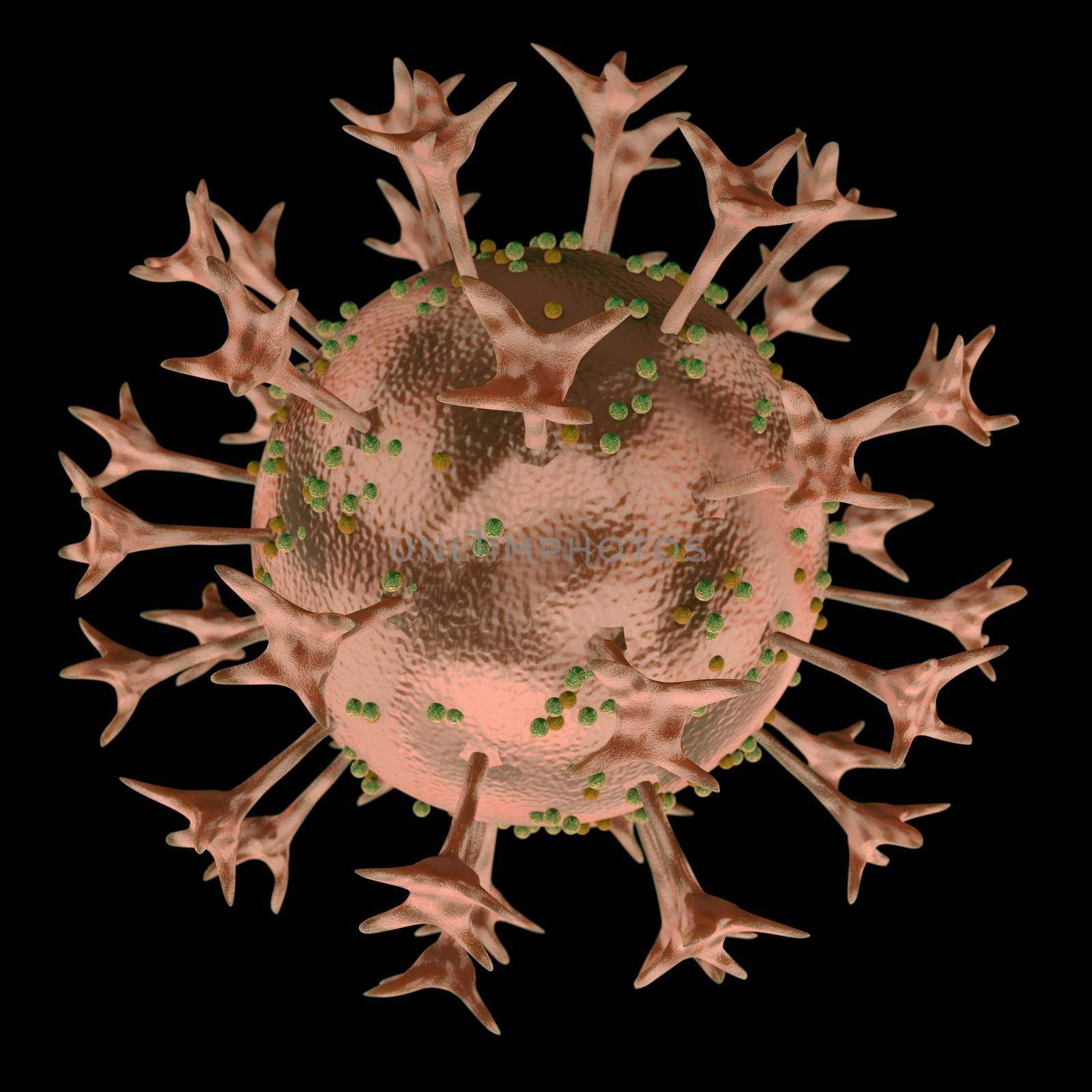 virus cells on the blackground. 3d Illustration.