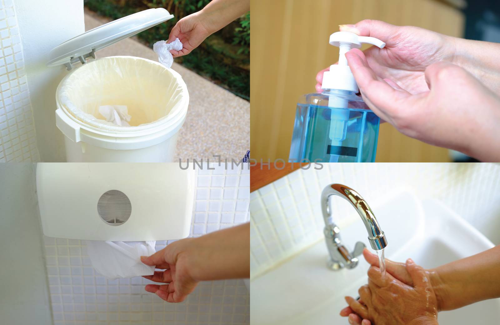 Set closeup imige of personal hygiene Equipment. Hygiene and healthy life concept. Equipment for Cleaning hands and drying hands