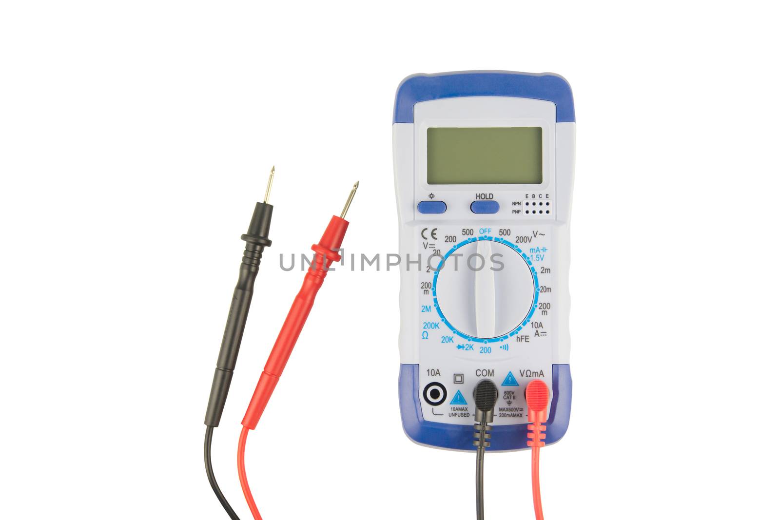 Digital multimeter isolated on white background with clipping path