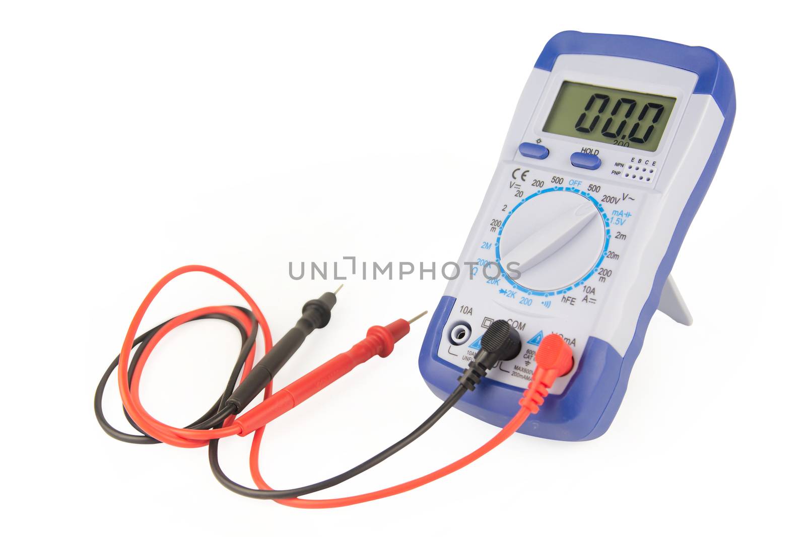 Digital multimeter isolated on white background with clipping path