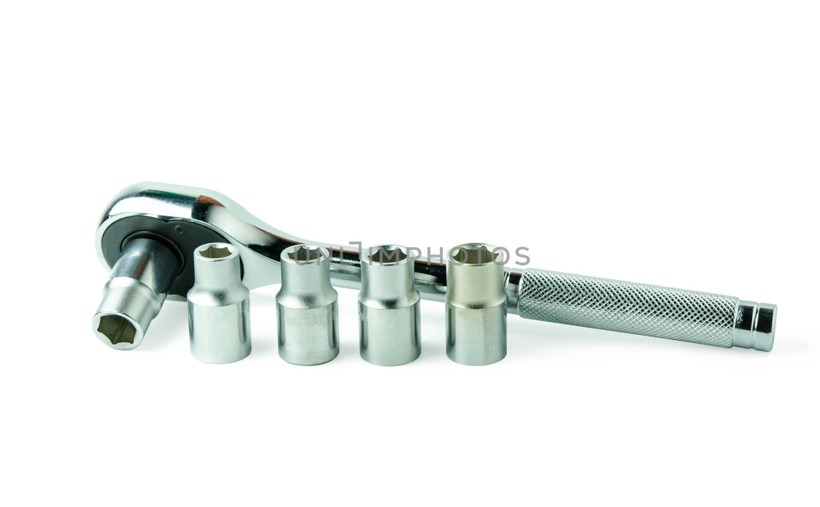 Socket spanner wrenches isolated on white background with clupping path 