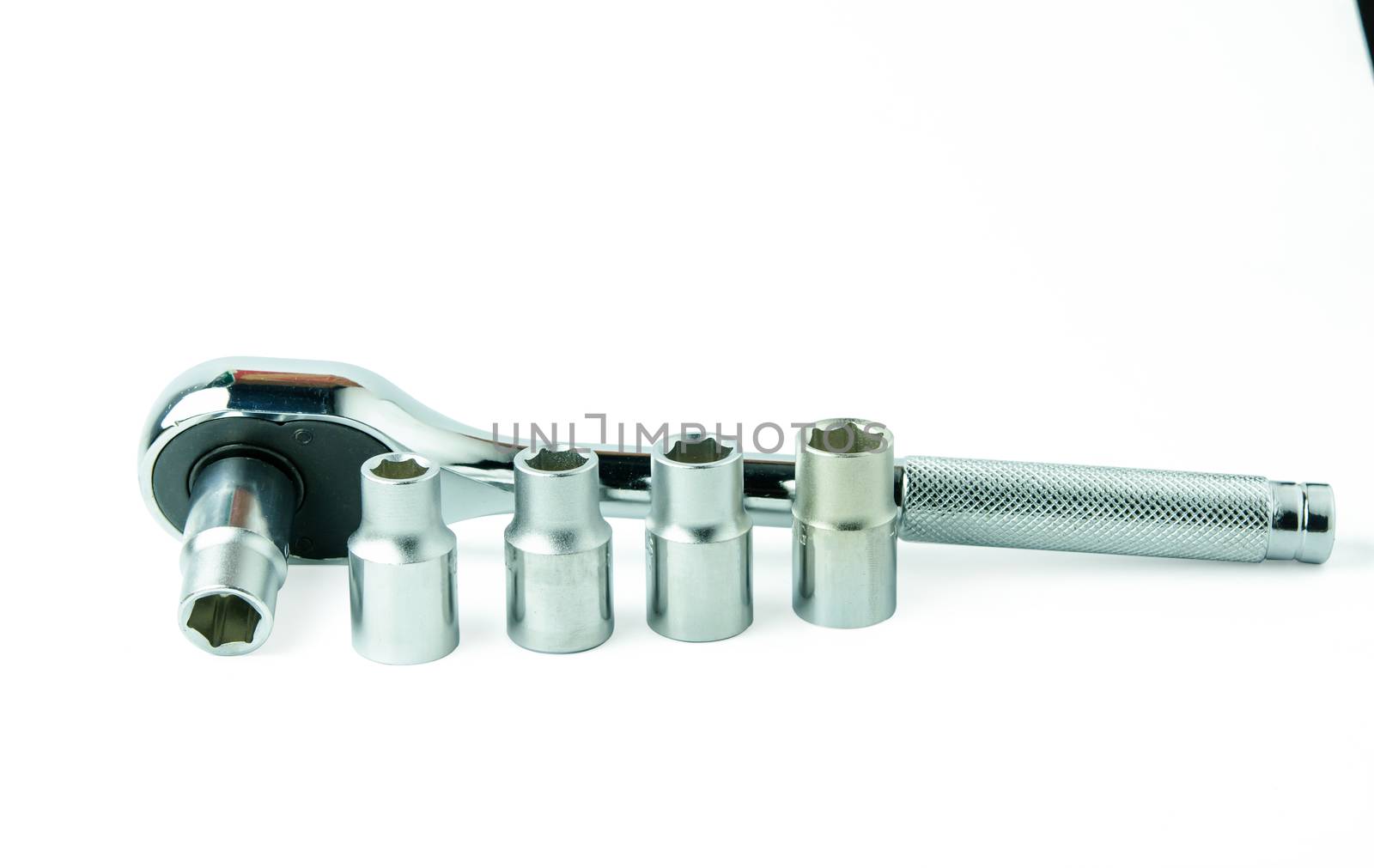 Socket spanner wrenches isolated on white background with clupping path 