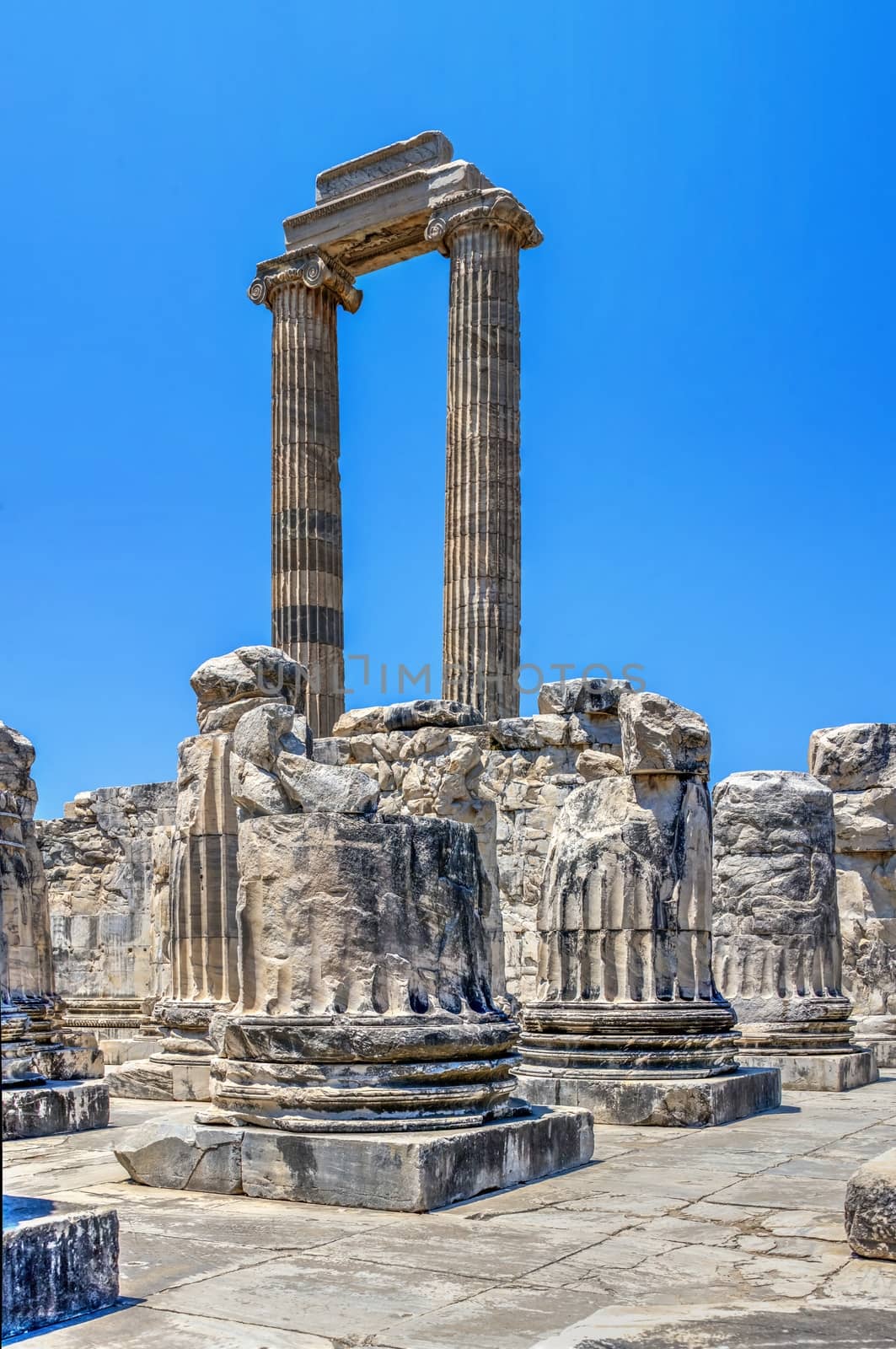 The Temple of Apollo at Didyma, Turkey. Panoramic view on a sunny summer day