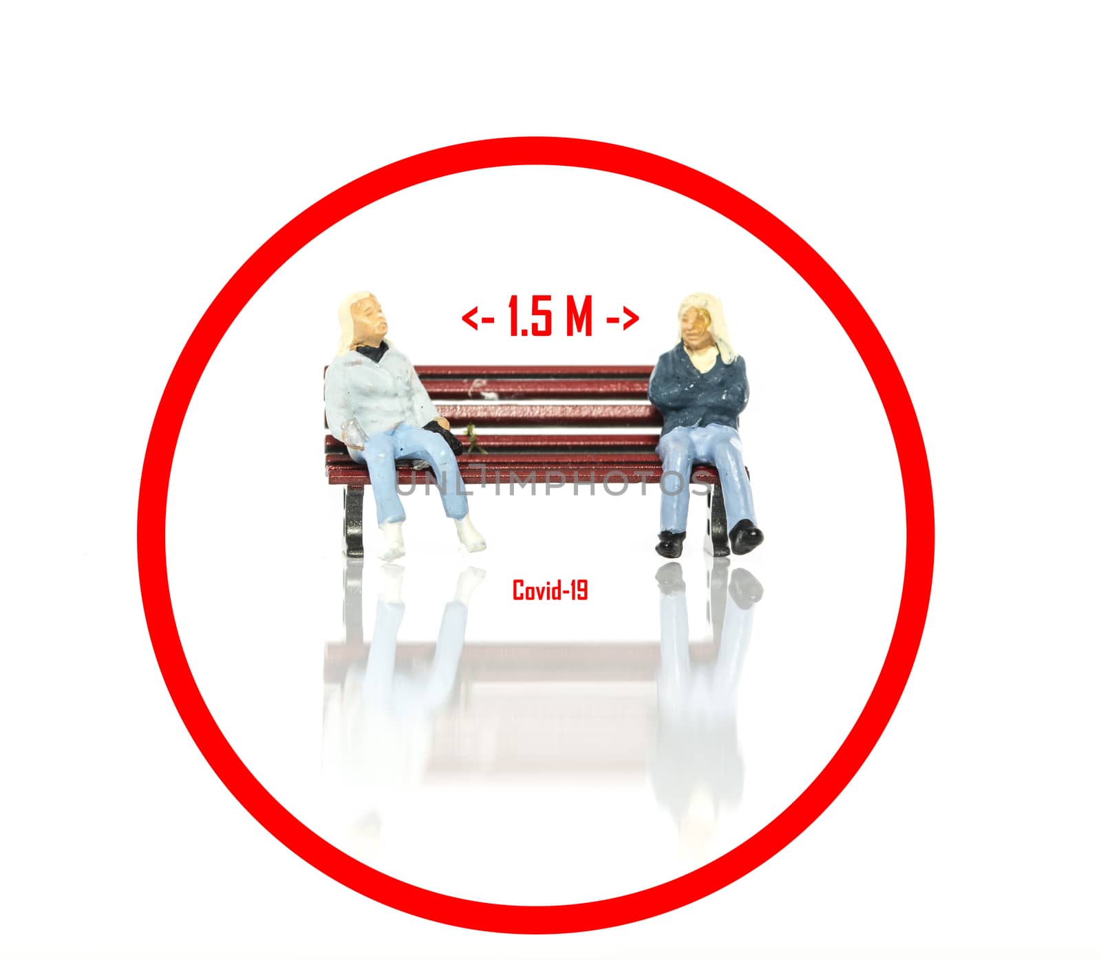 keep distance from 1. meter to protect yourself from getting corona or Covid 19 virus conceptual image