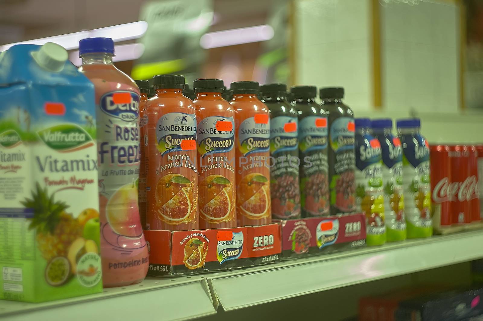 FRATTA POLESINE, ITALY 18 MARCH 2020: Shelves of a grocery store