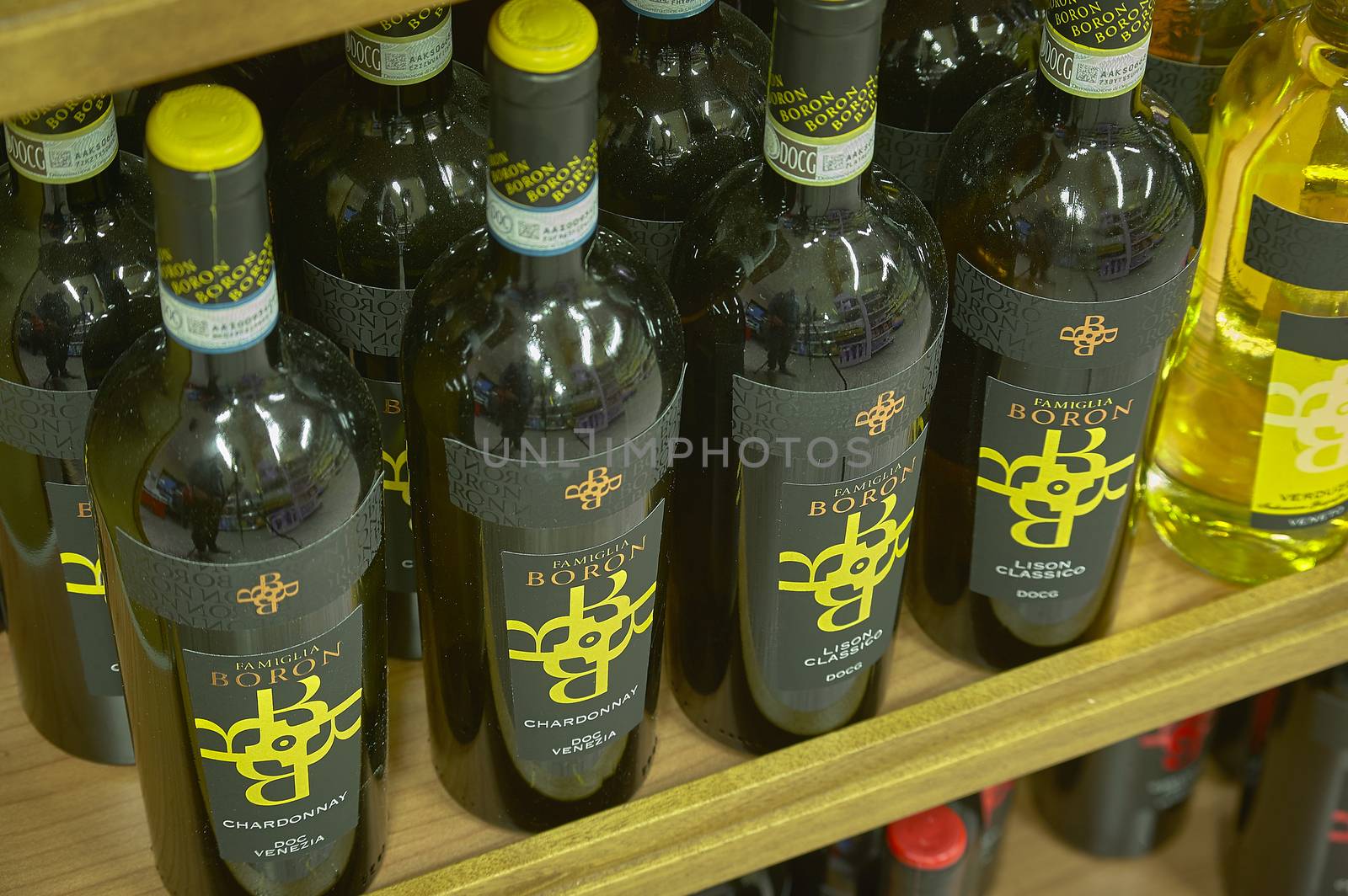 FRATTA POLESINE, ITALY 18 MARCH 2020: Shelves of a grocery store