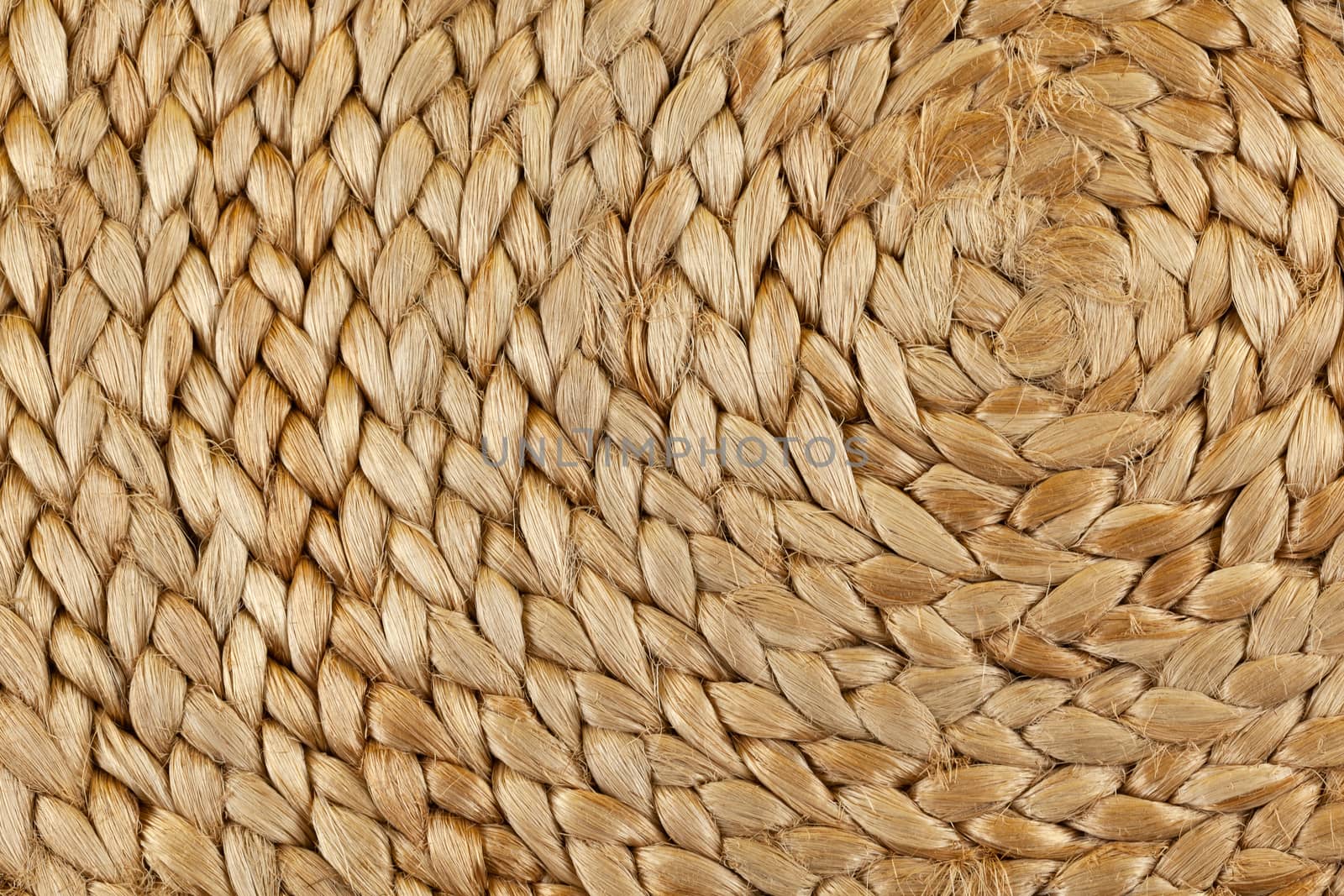 Close-up of woven jute napkin. Background for interior printing. Zero waste, eco-friendly, no plastic, plastic free, environmental conservation, sustainable lifestyle concept. Copy space. Horizontal.