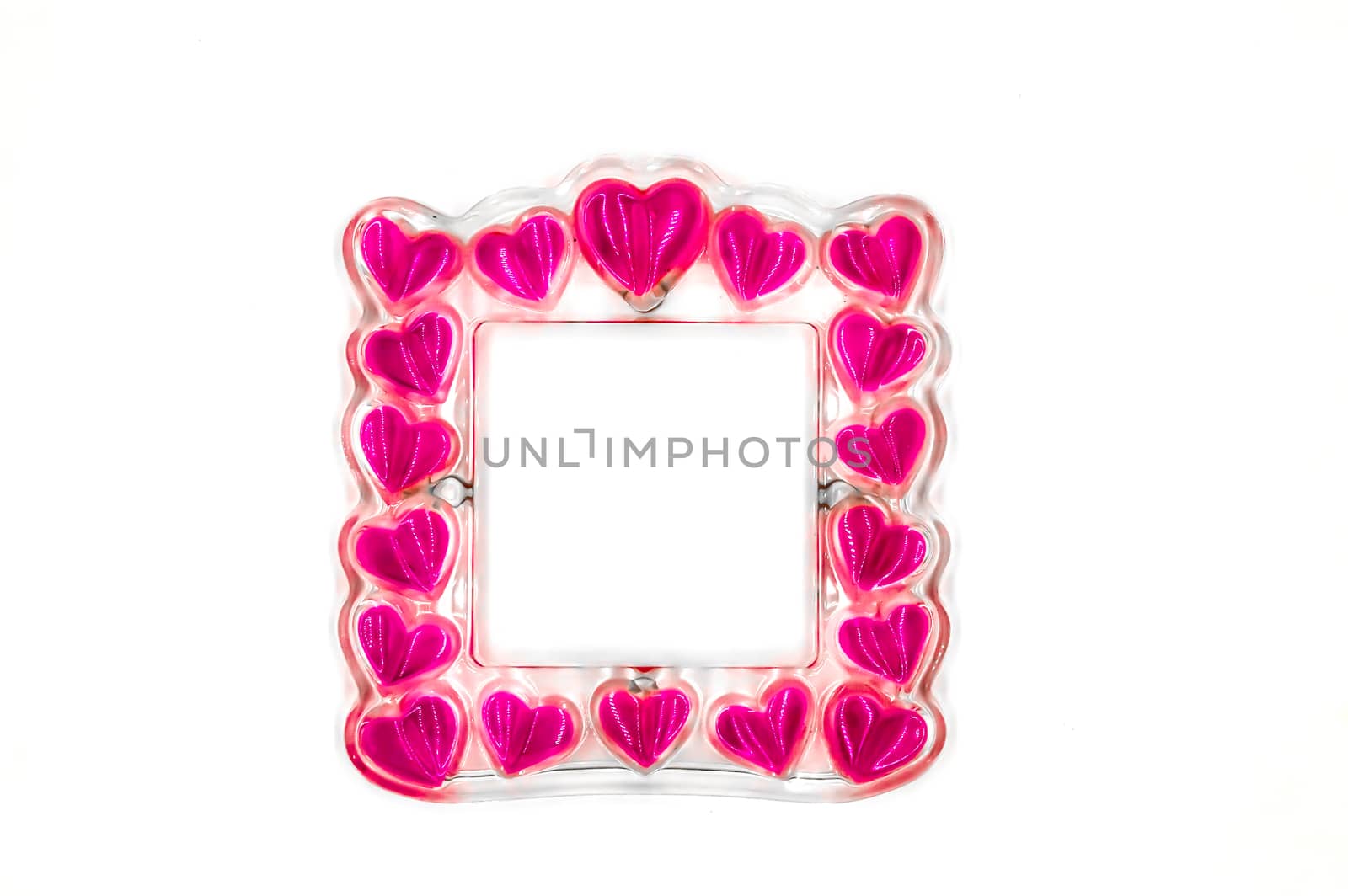 Square dish with multiple hearts on a white background