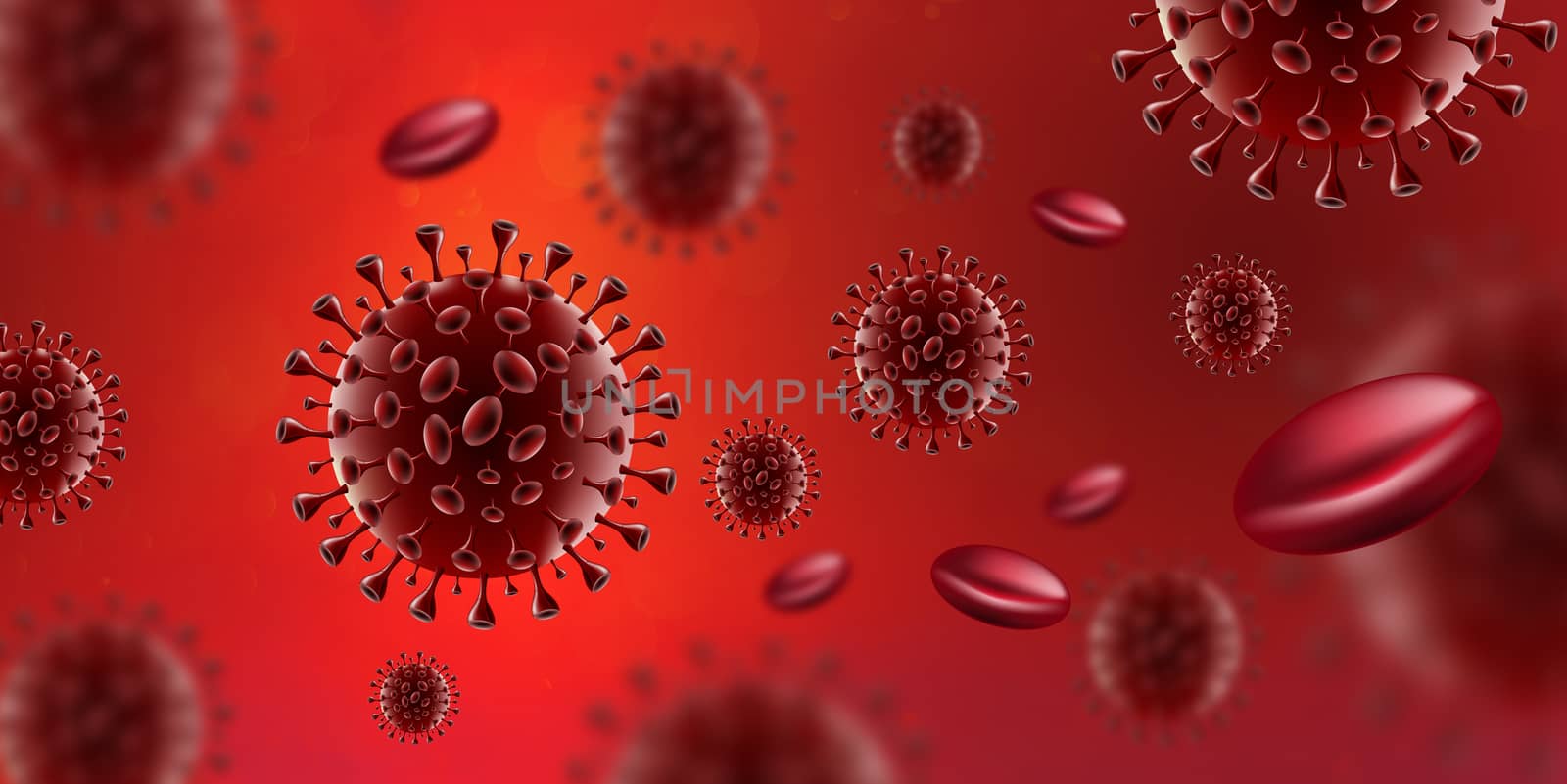 Covid-19 Coronavirus virus in red blood