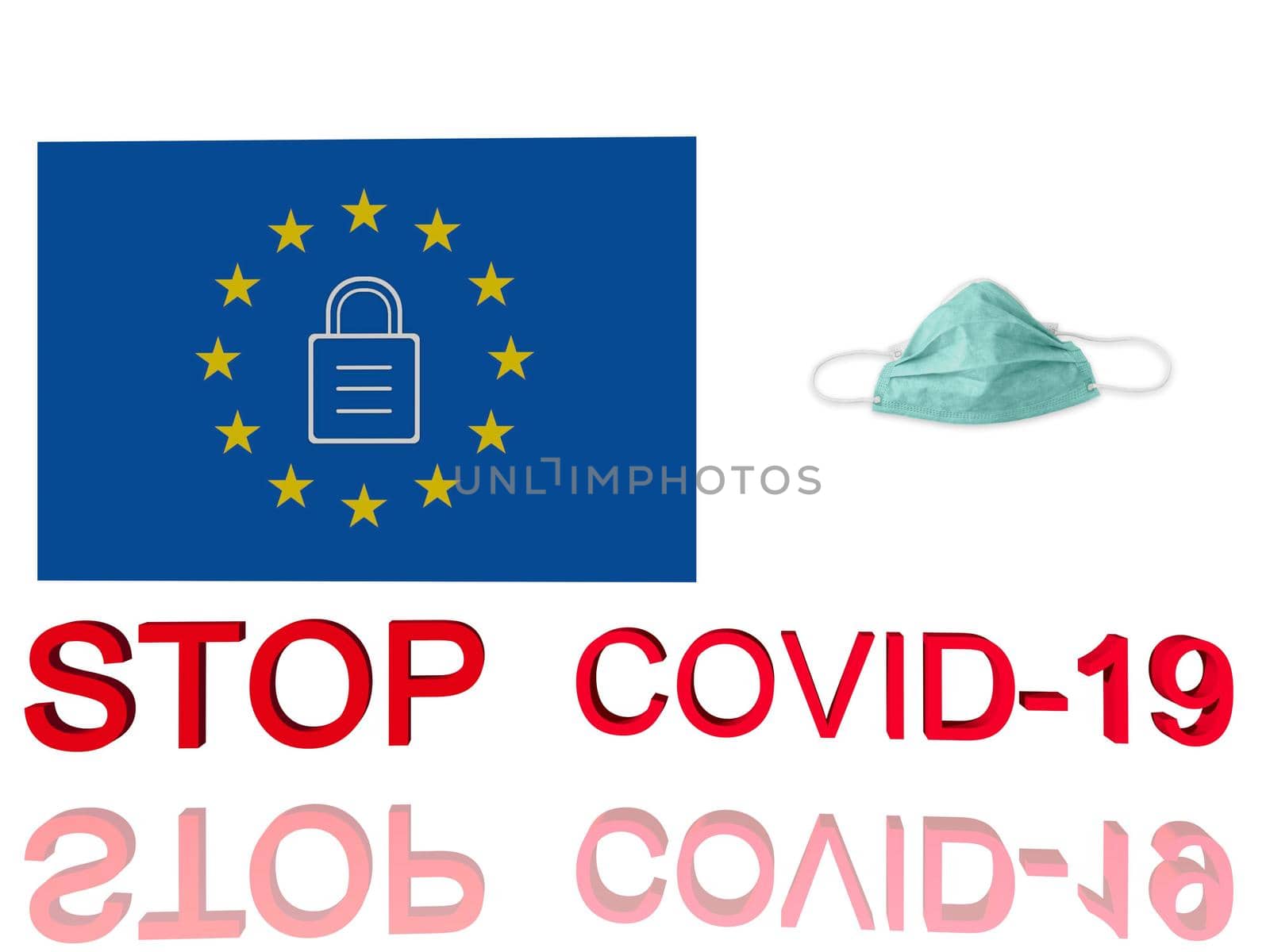 stop coronavirus and europe white background - 3d rendering