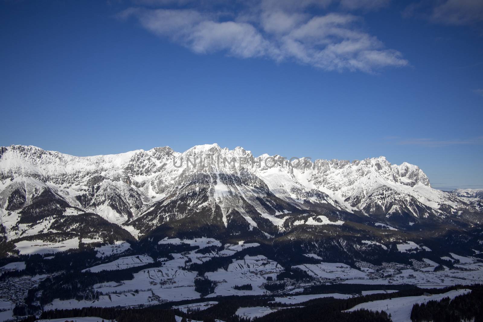 wilder kaiser mountain range in winter