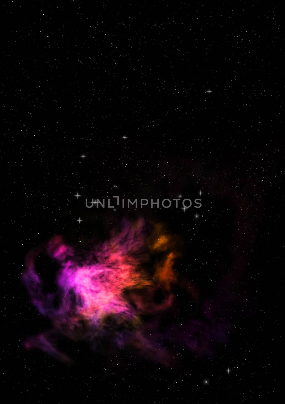 Small part of an infinite star field of space in the Universe. Elements of this image furnished by NASA . 3D rendering