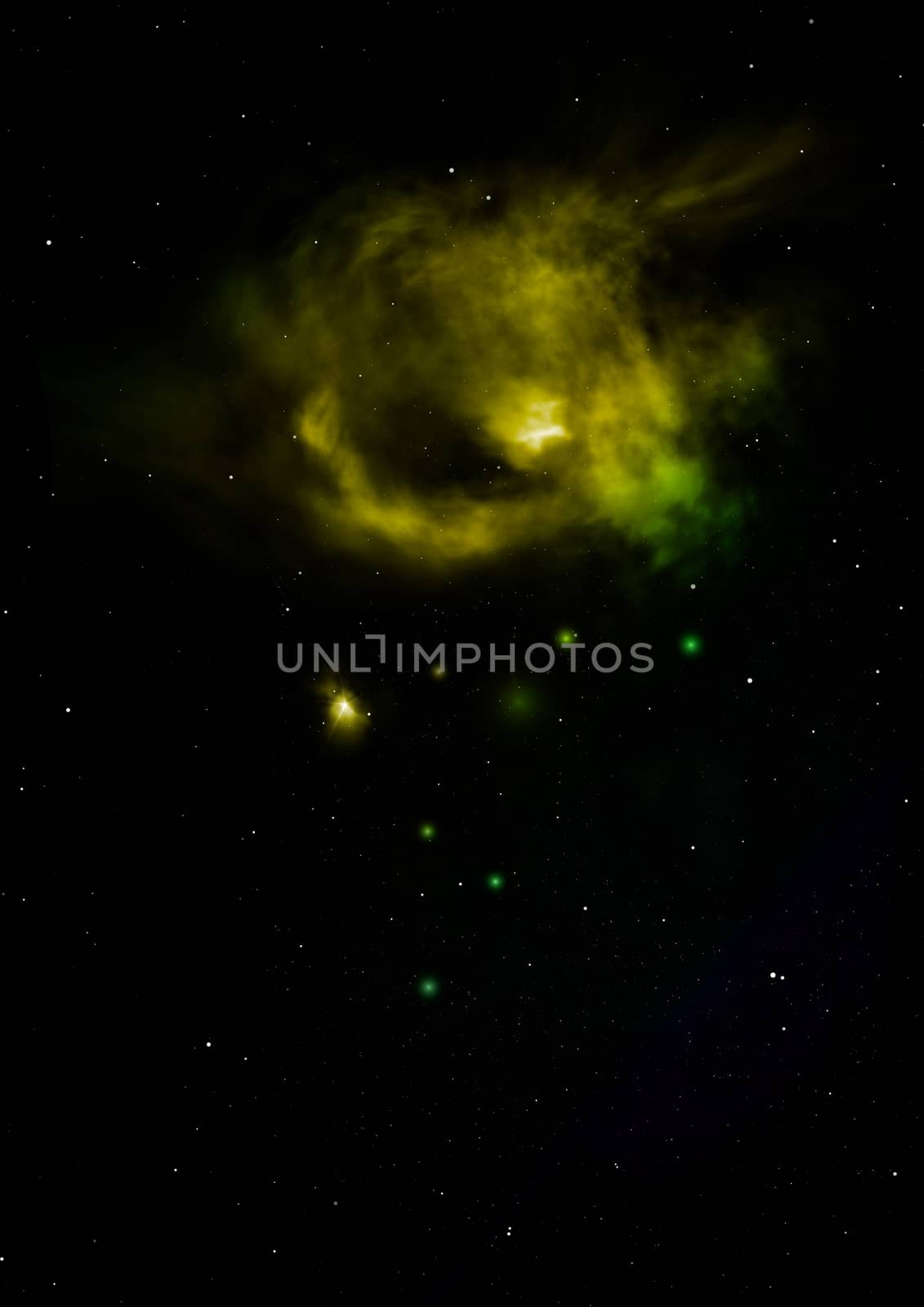 Being shone nebula and star field. 3D rendering by richter1910