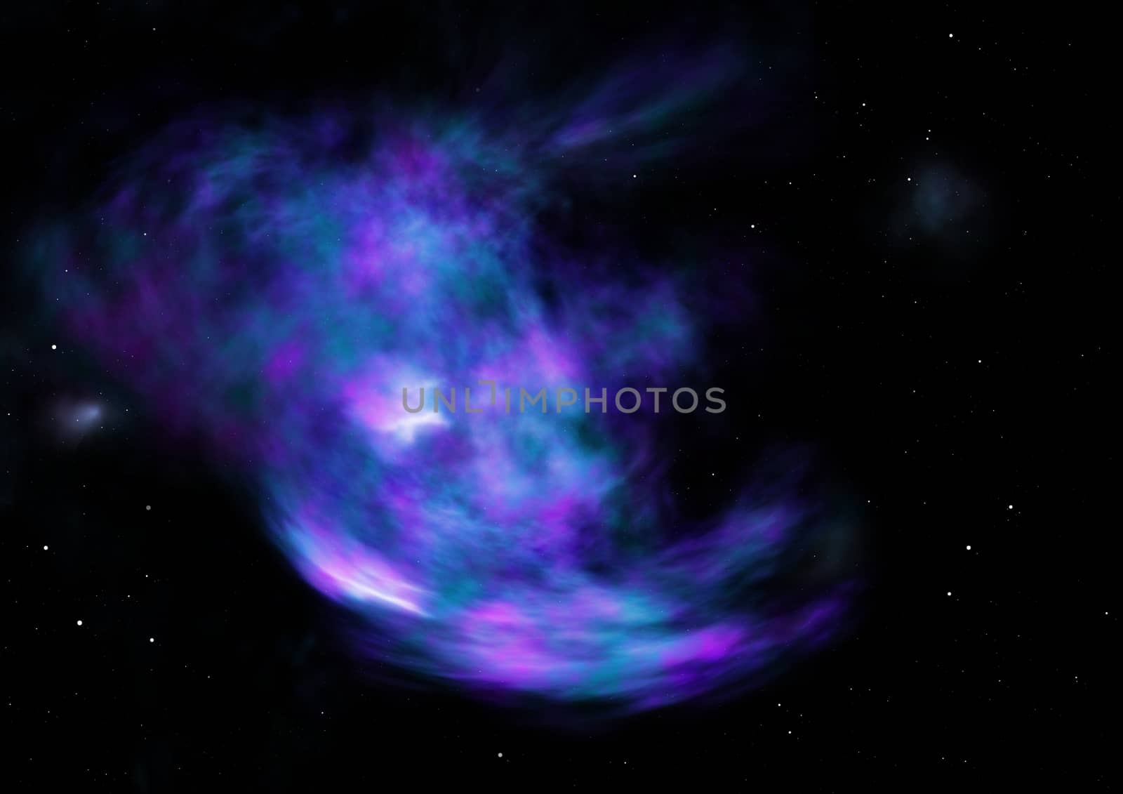 Far being shone nebula and star field against space. Elements of this image furnished by NASA. 3D rendering.