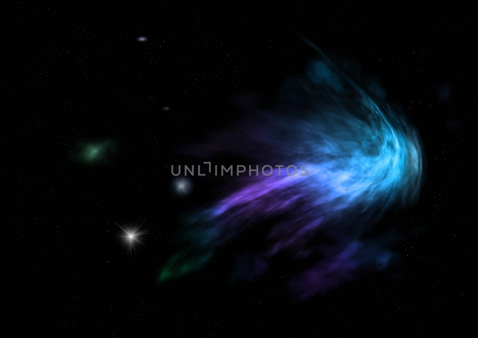 Far being shone nebula and star field against space. Elements of this image furnished by NASA. 3D rendering.