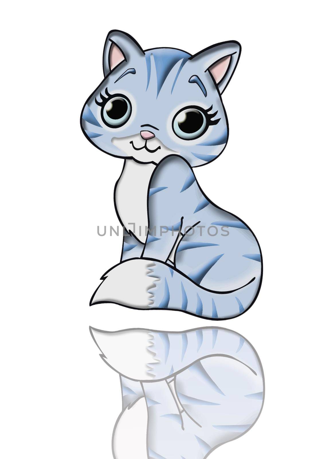 very cute cat on white background - 3d rendering by mariephotos