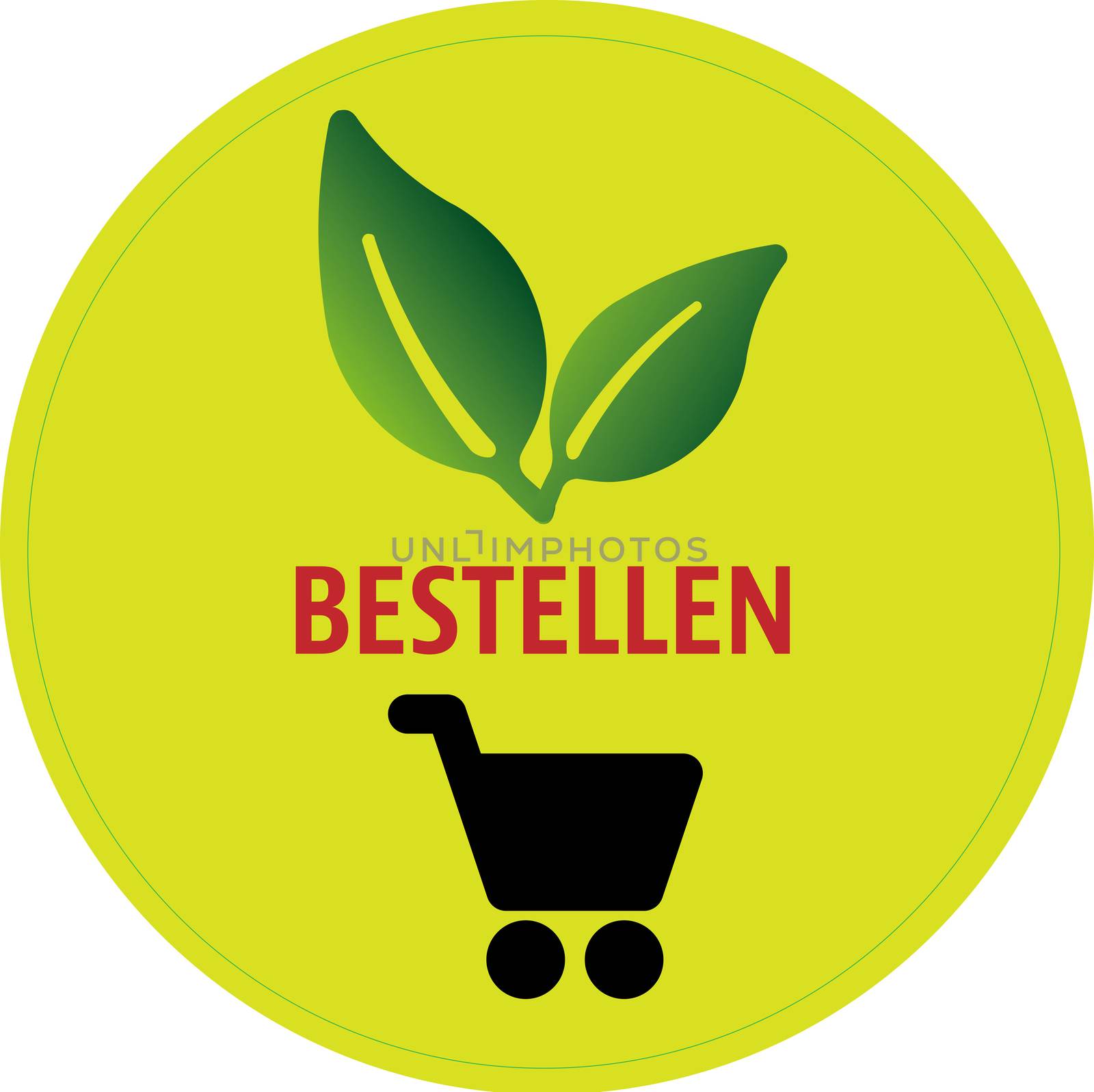 green online shopping and e-commerce card button German