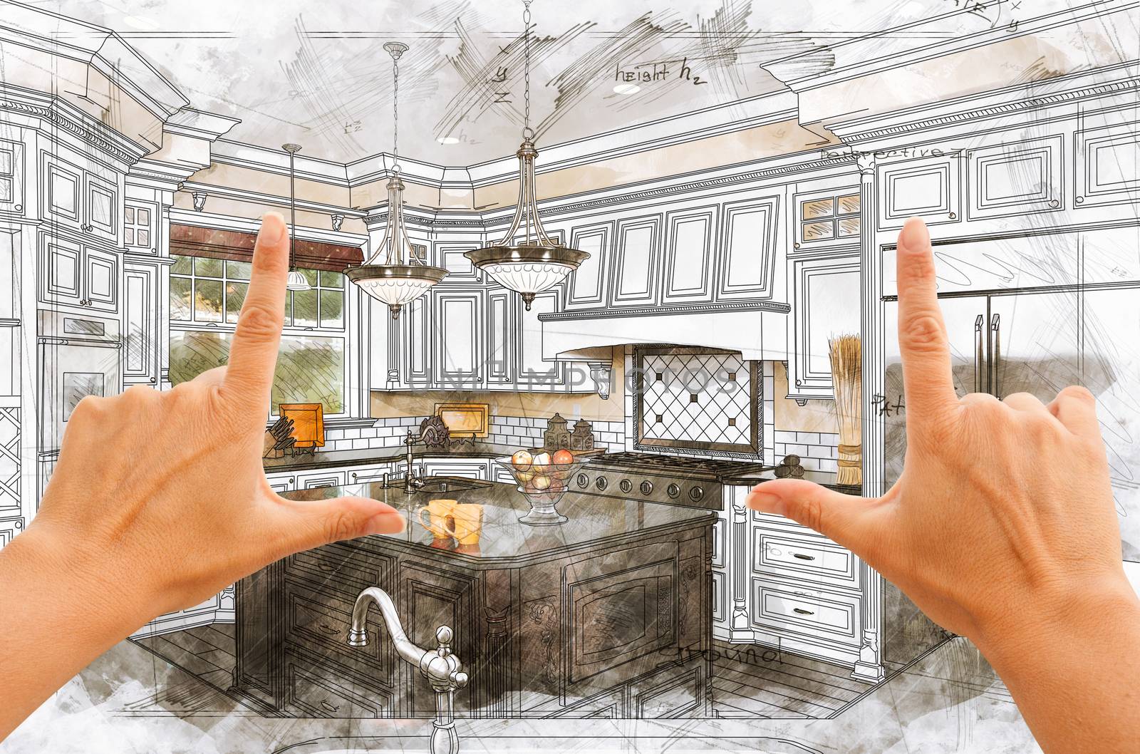 Hands Framing Custom Kitchen Design Drawing Details by Feverpitched