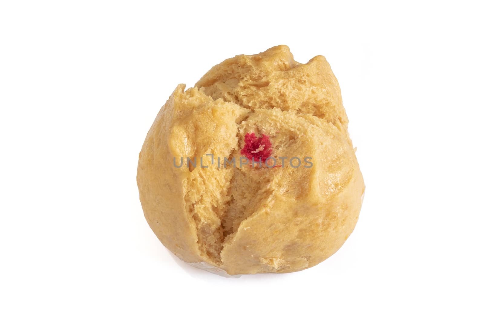 The close up of Chinese brown sugar steamed bread buns on white background.