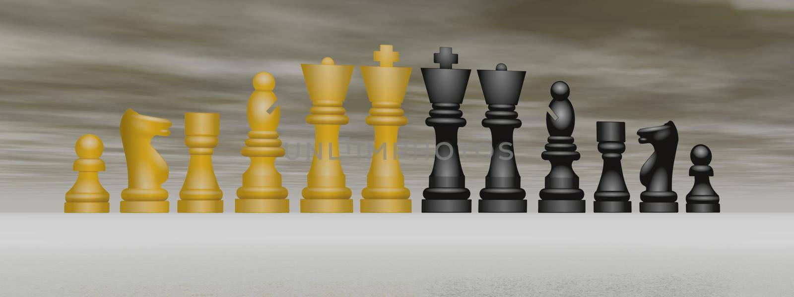 Chess business idea for competition on it isolated in white background - 3d rendering