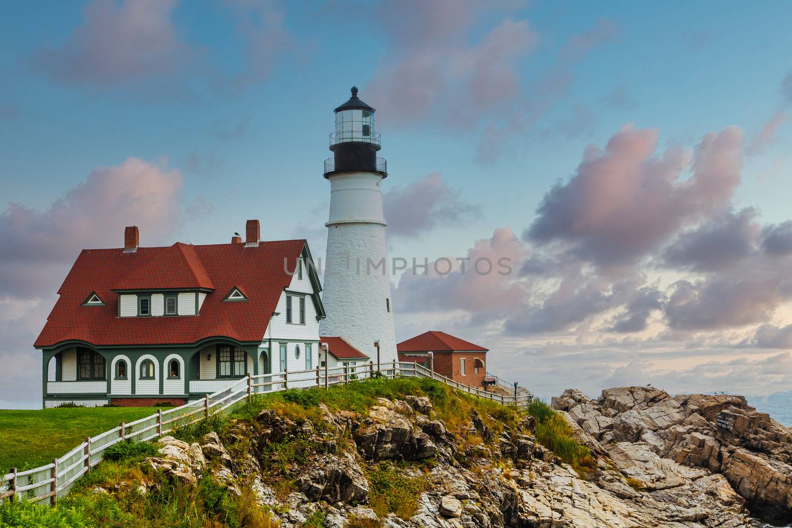 Portland Head Lighthouse at Dusk by dbvirago