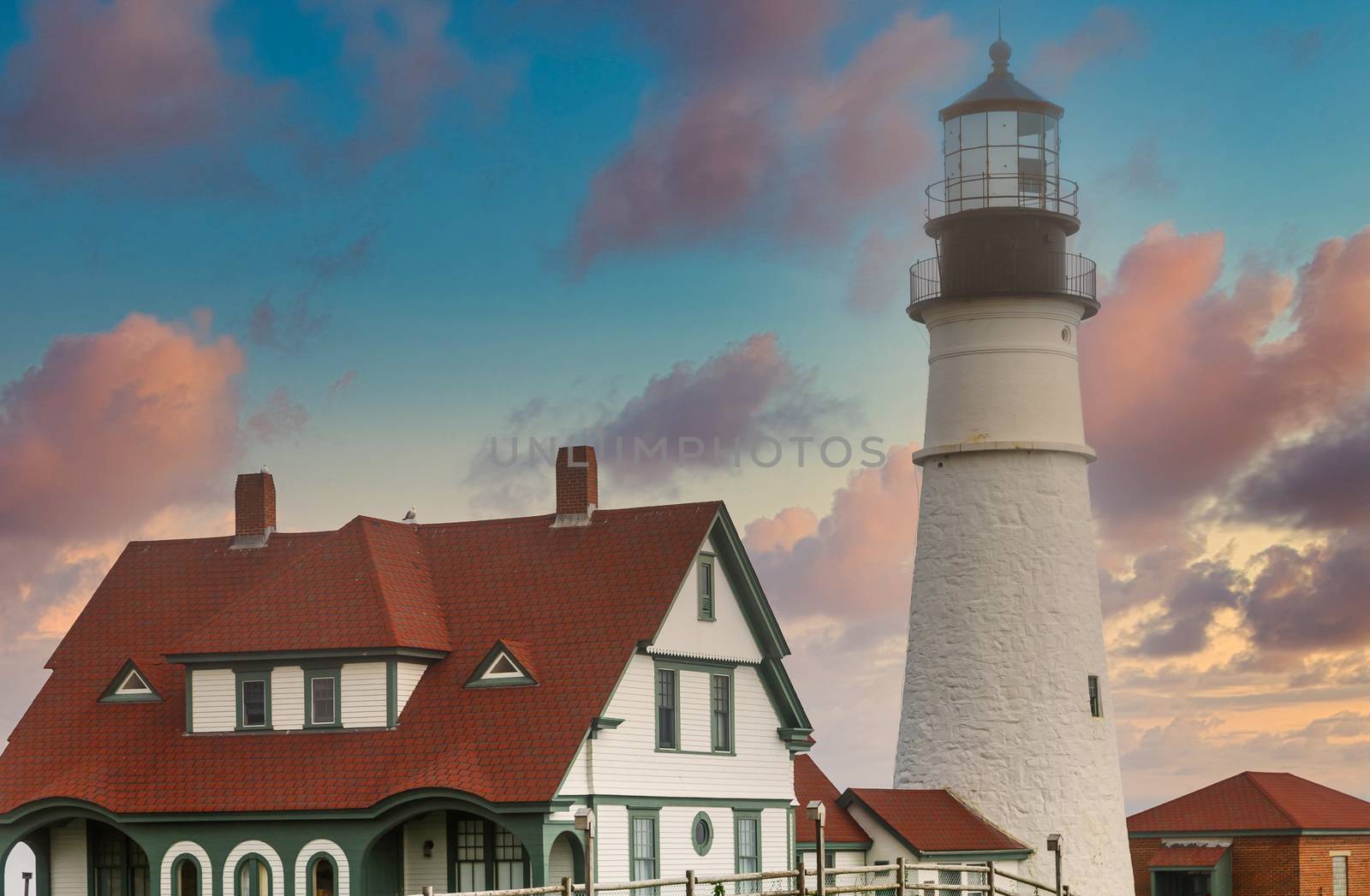 The famous Portland Head lighthouse in heavy fog