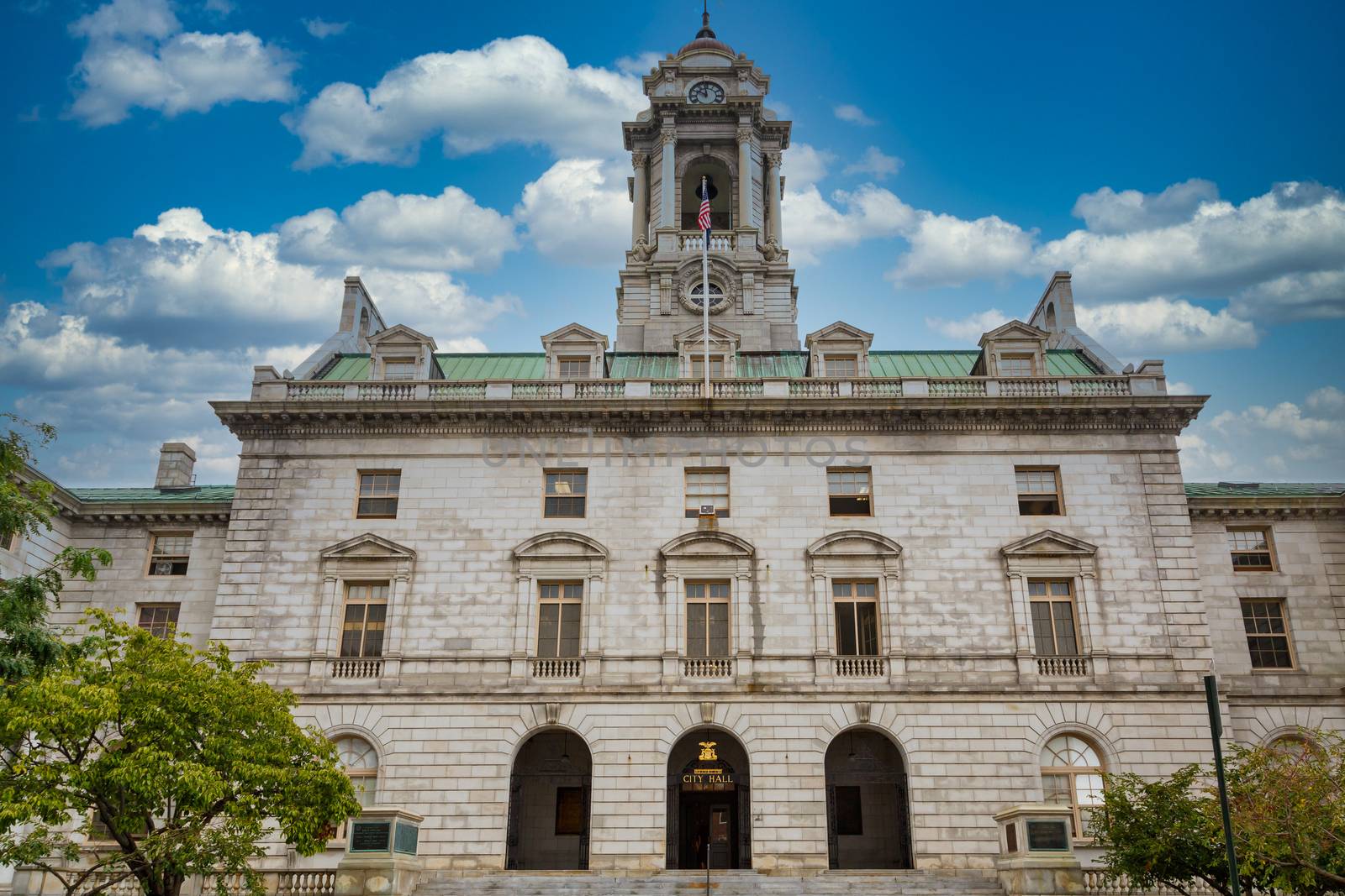 Old stone city hall building in Portland, Maine