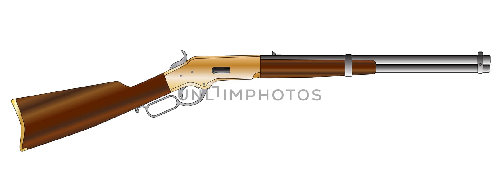 A typical wild west rifle isolated on a white background.