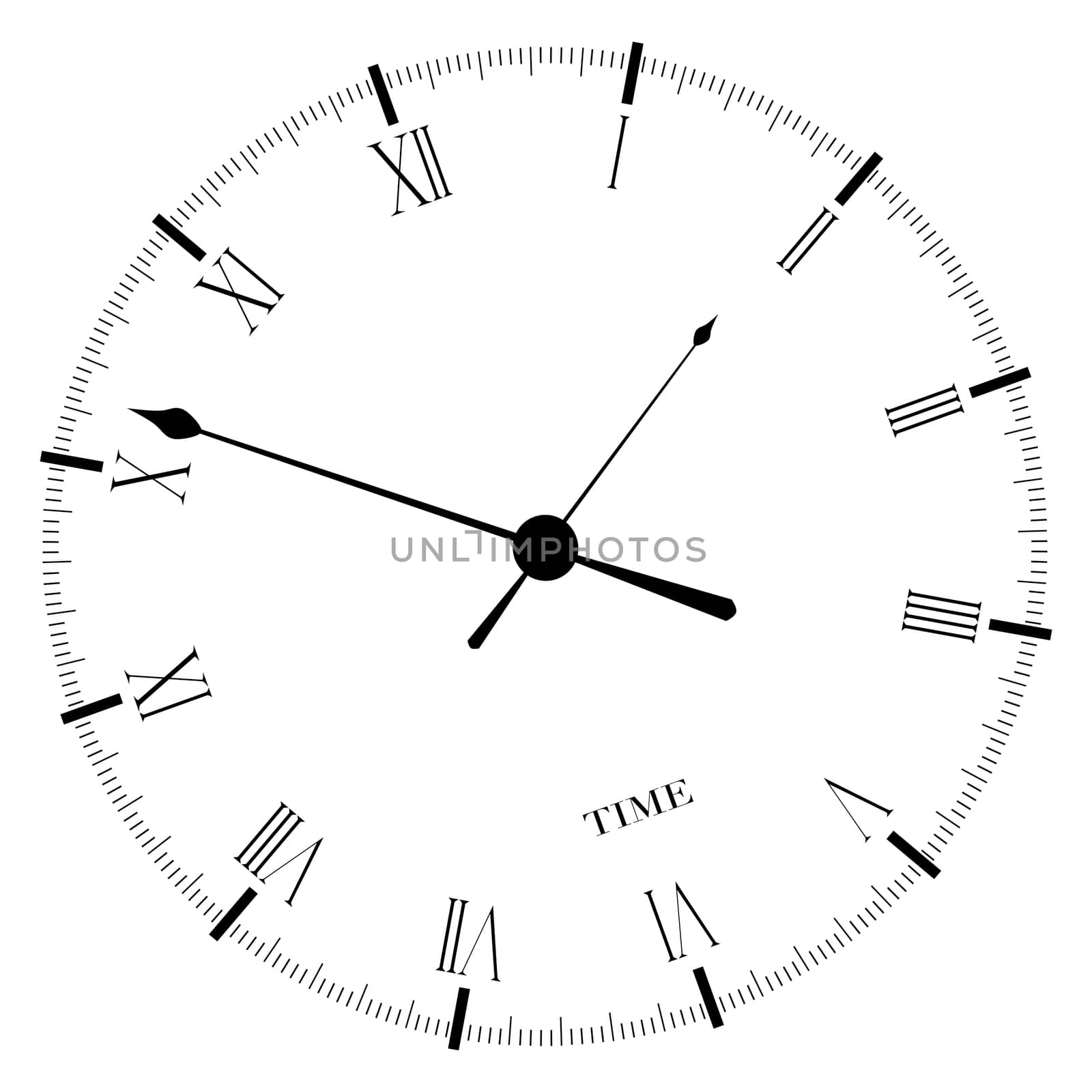 An old English office type clock face isolated over a white background.