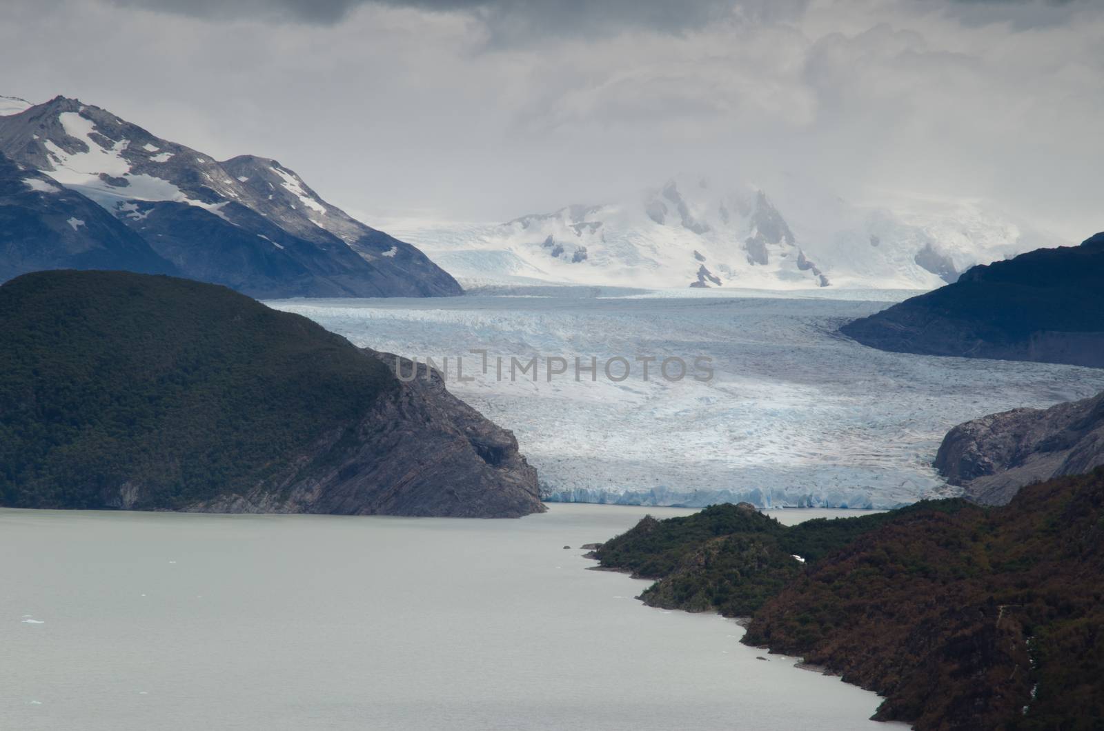 Grey lake and Grey glacier in the Torres del Paine National Park. by VictorSuarez