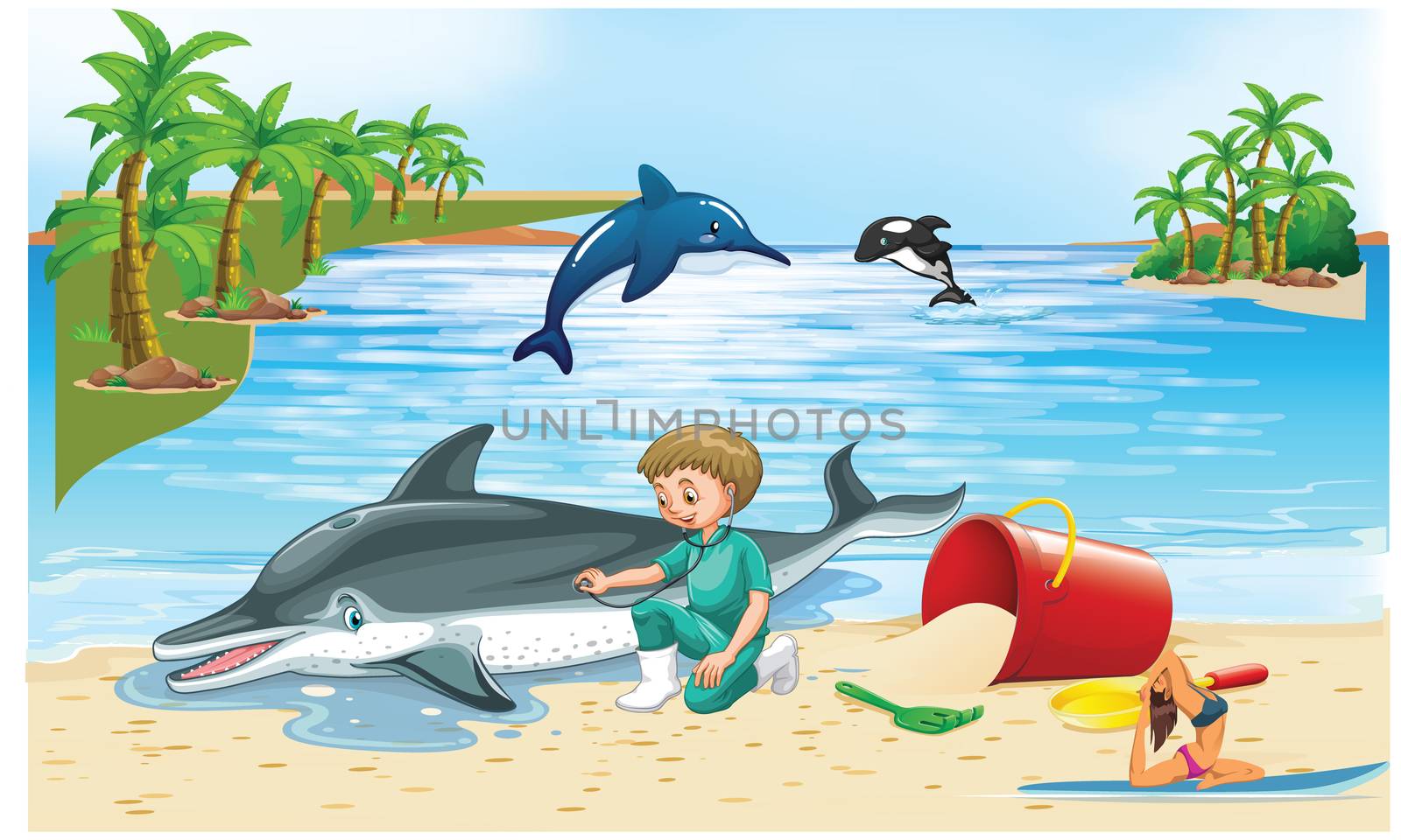 doctor giving treatment to aquatic animals by aanavcreationsplus