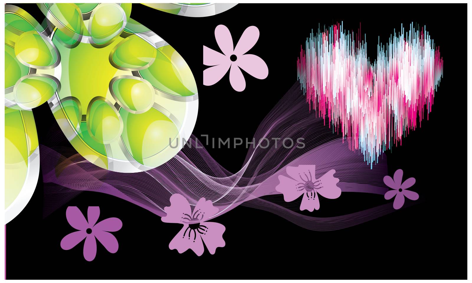 art design with flower and hearts on abstract background by aanavcreationsplus